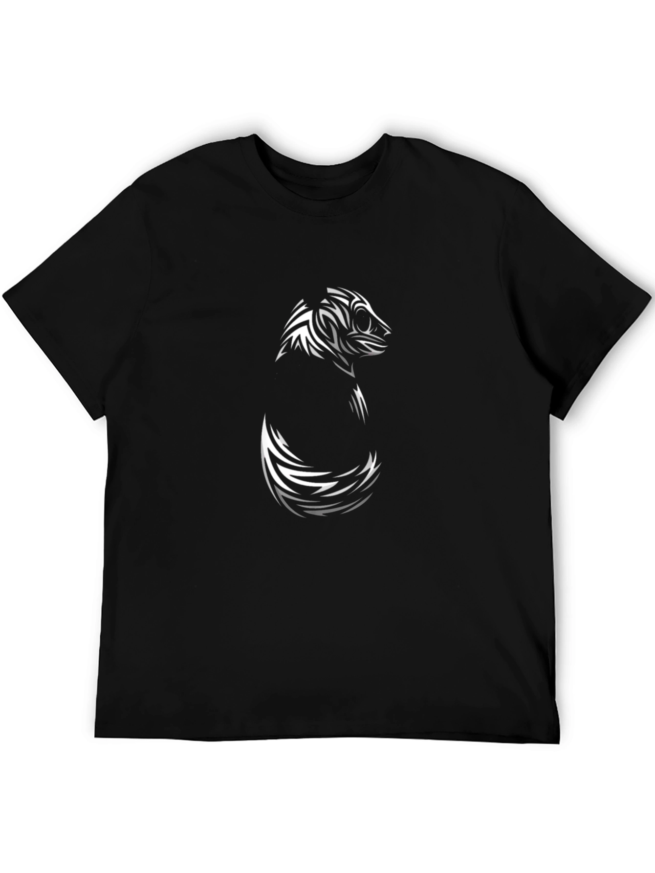 Mens Black T-Shirt with Abstract Animal Design
