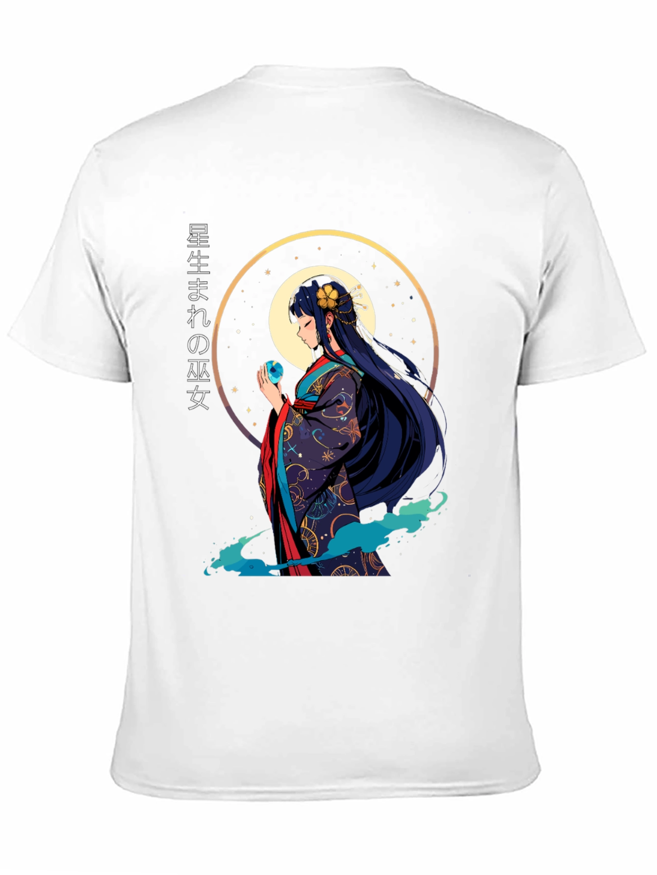 Anime Girl Graphic Tee - Japanese Kimono Style T-Shirt