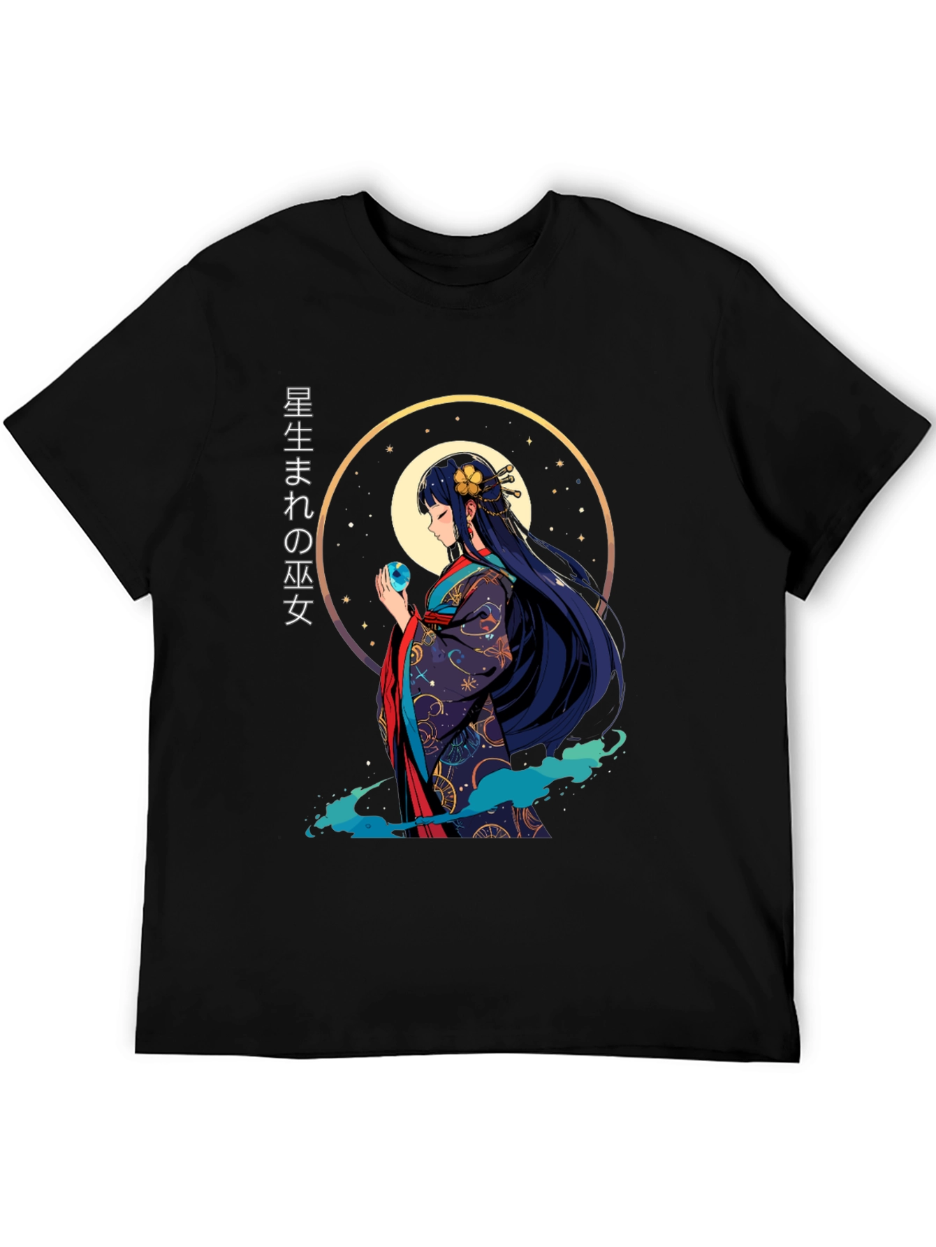 Anime Girl Graphic Tee - Japanese Kimono Style T-Shirt