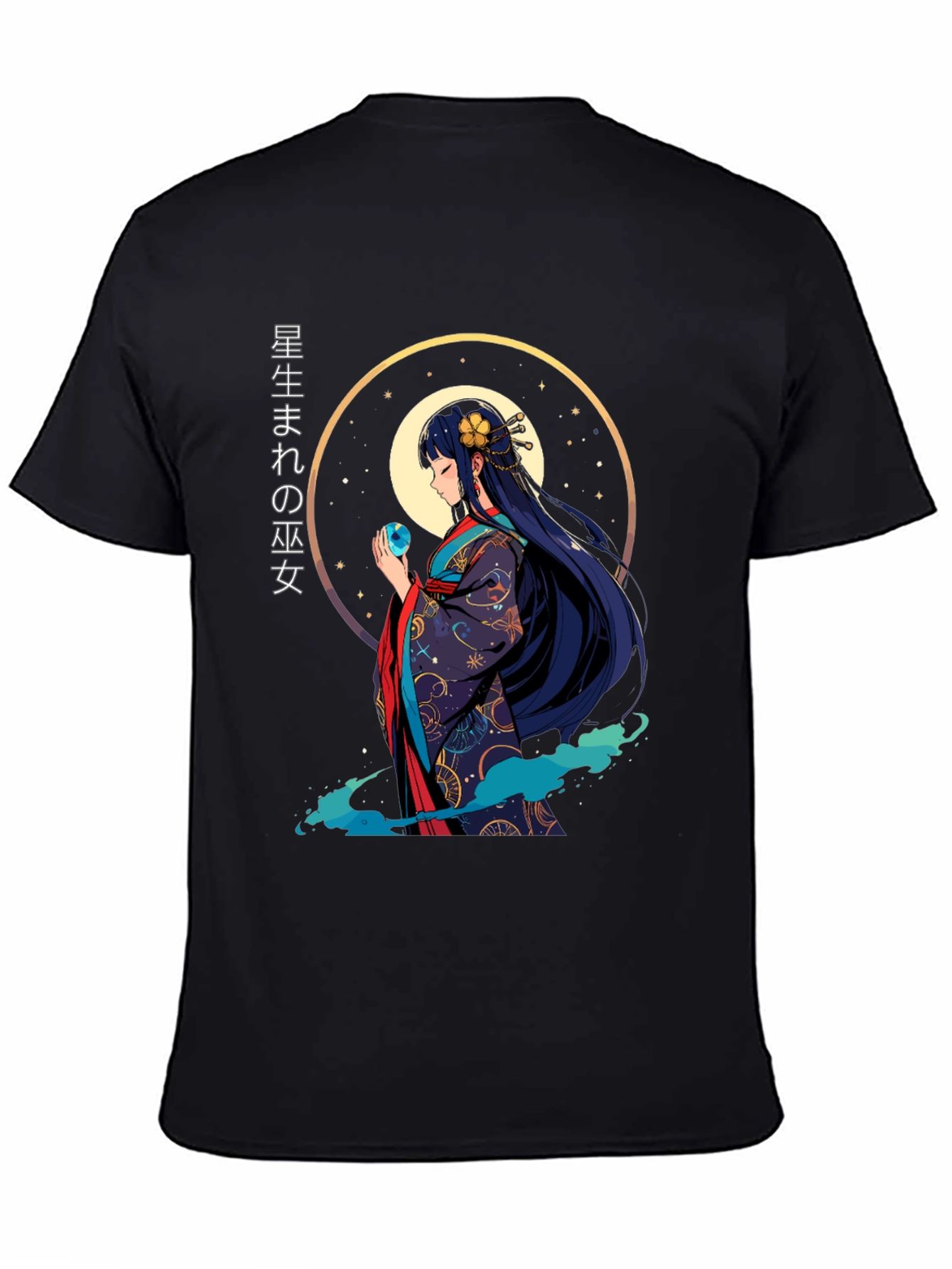 Anime Girl Graphic Tee - Japanese Kimono Style T-Shirt