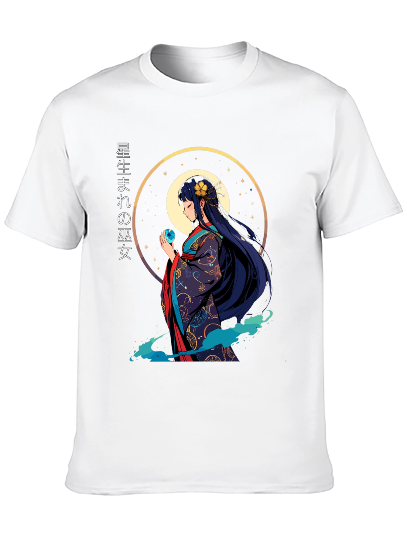 Anime Girl Graphic Tee - Japanese Kimono Style T-Shirt