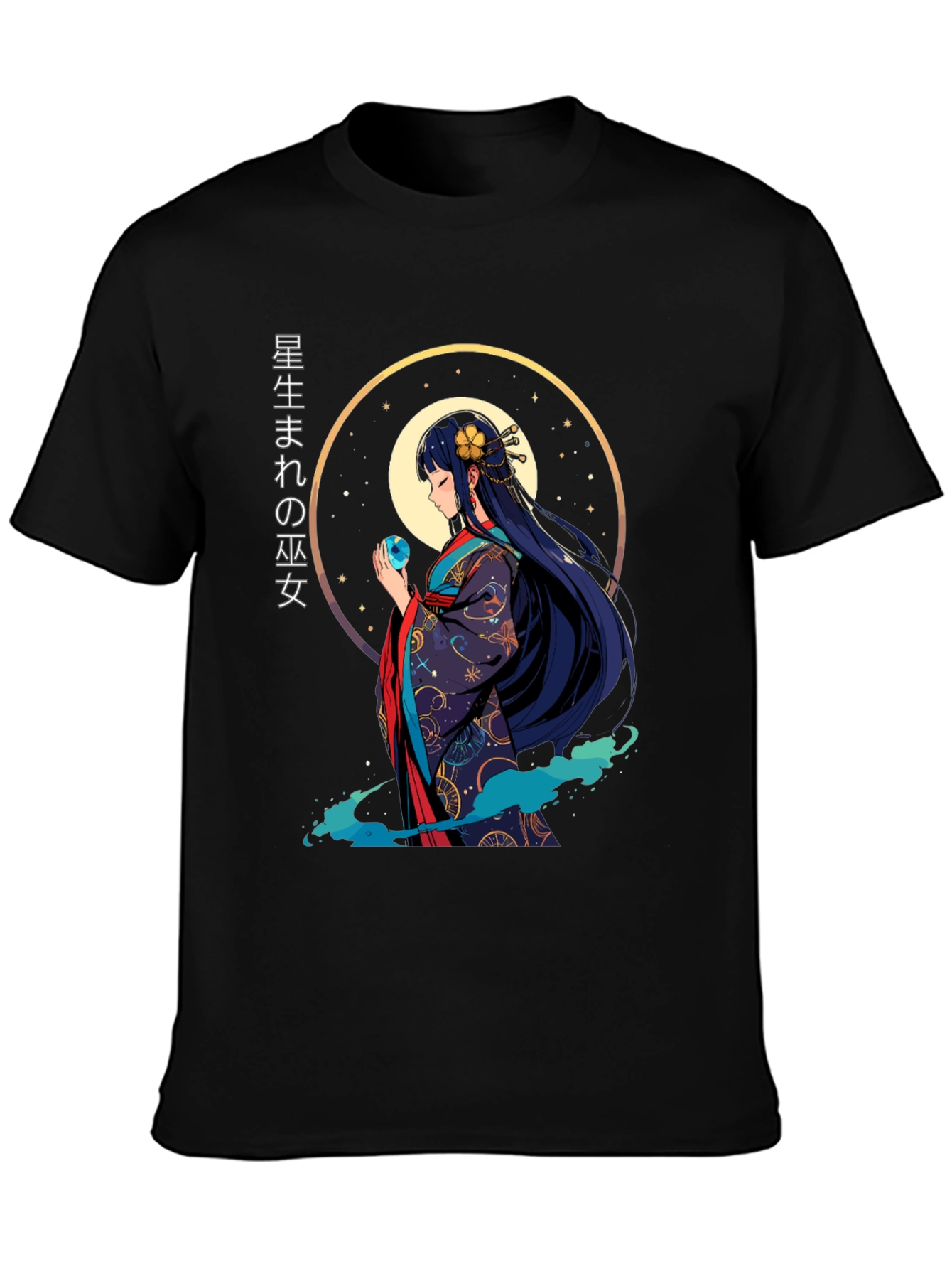 Anime Girl Graphic Tee - Japanese Kimono Style T-Shirt