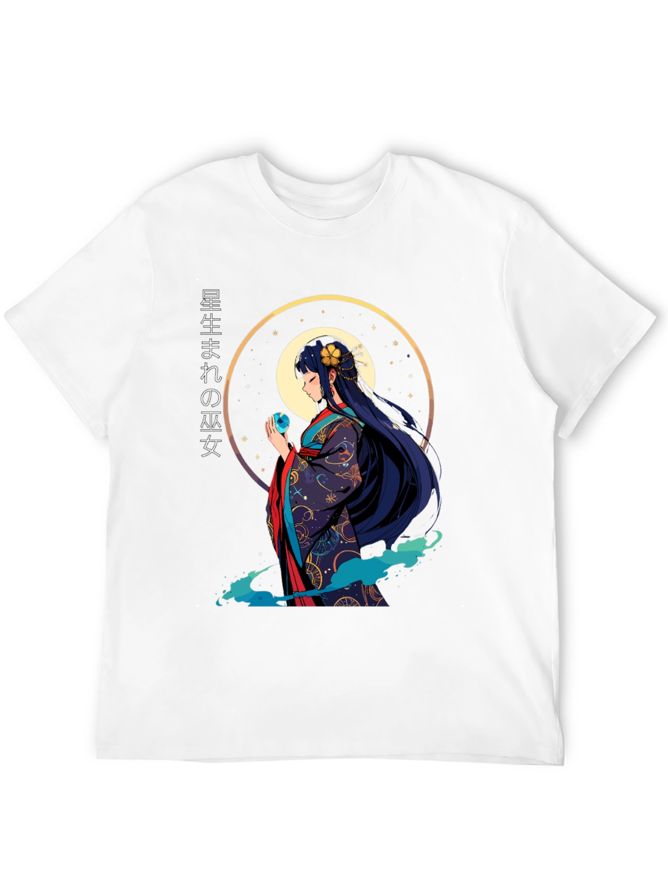 Anime Girl Graphic Tee - Japanese Kimono Style T-Shirt