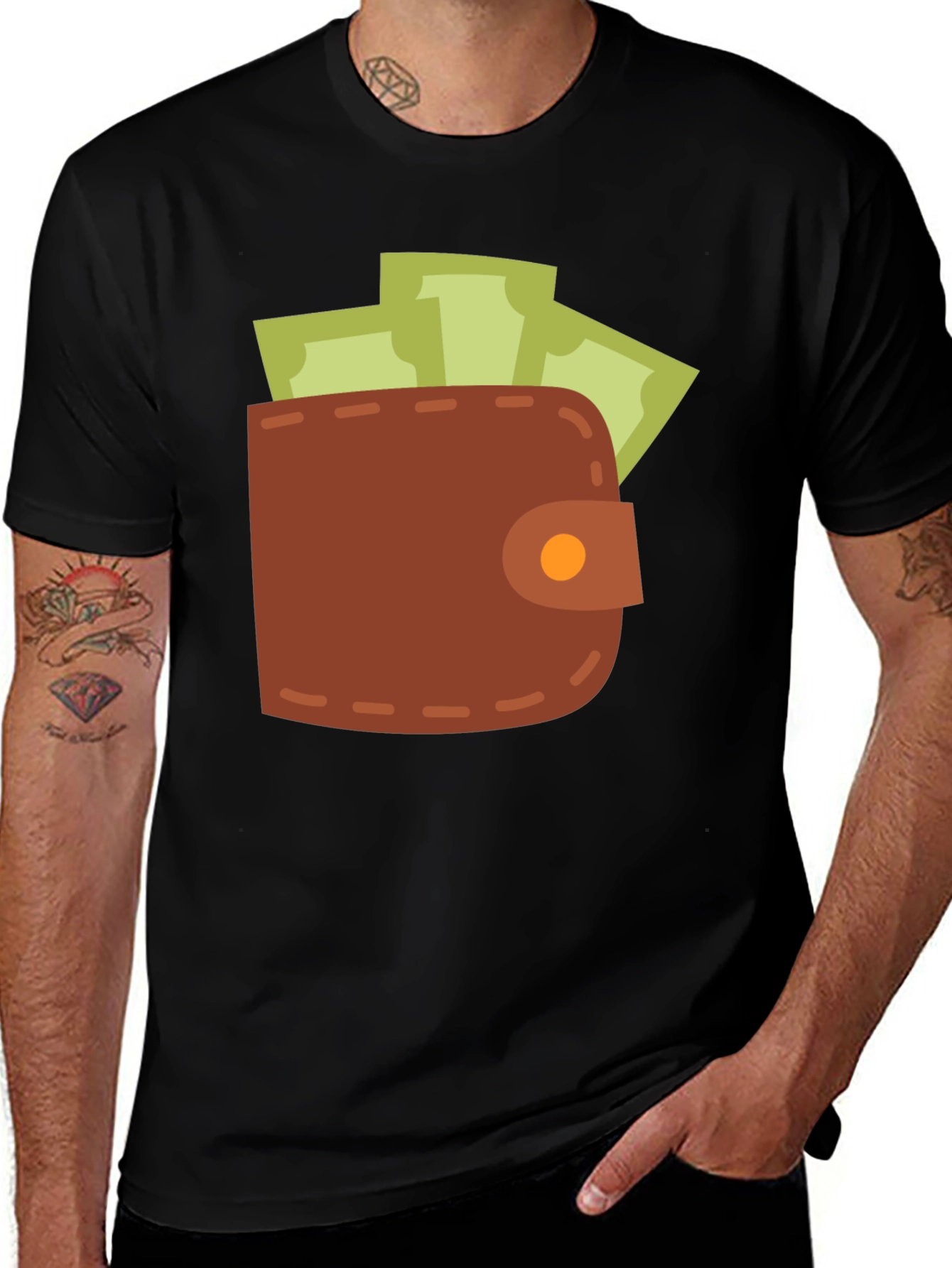 Wallet & Cash Graphic Tee - Funny Money Shirt