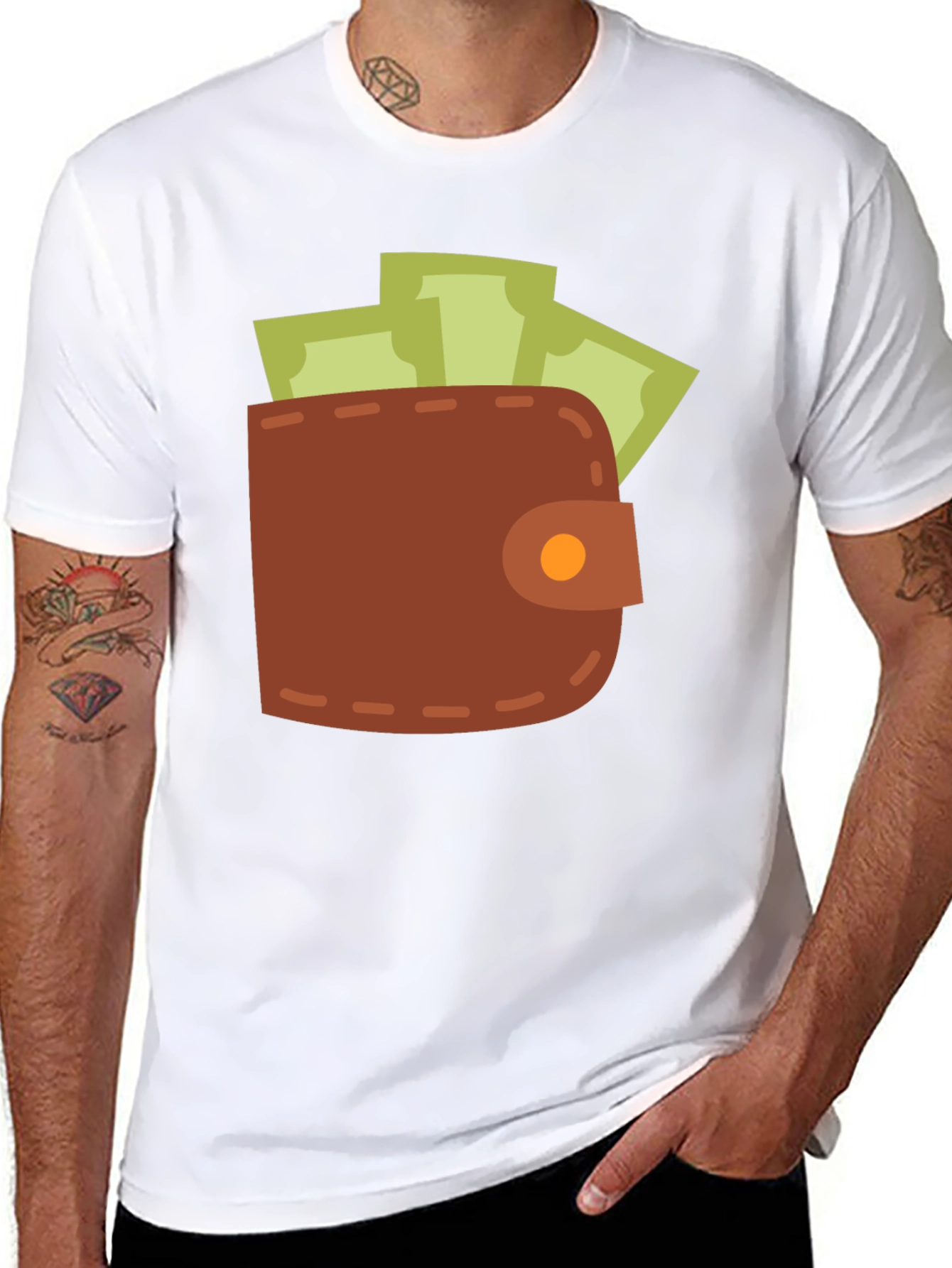 Wallet & Cash Graphic Tee - Funny Money Shirt