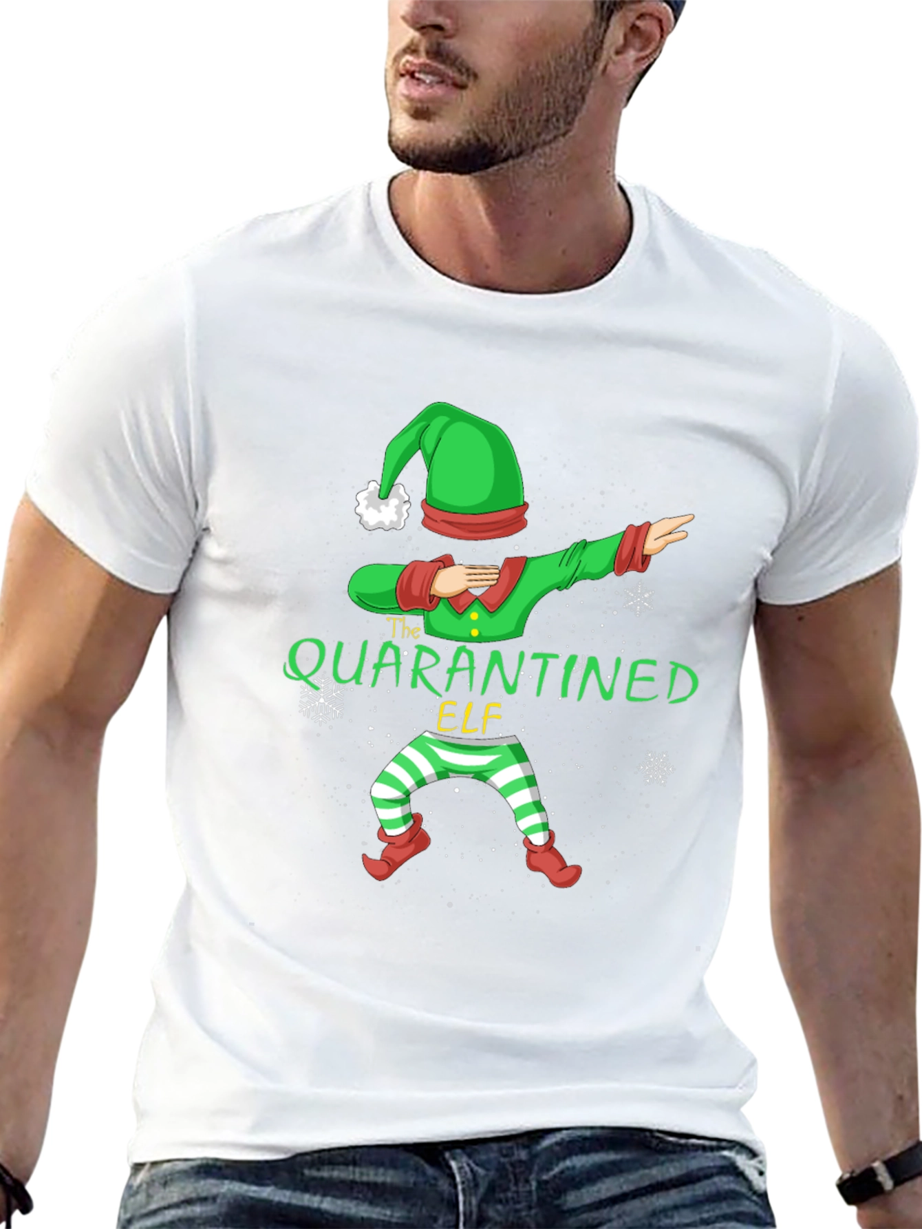 Quarantined Elf Dabbing Holiday T-Shirt