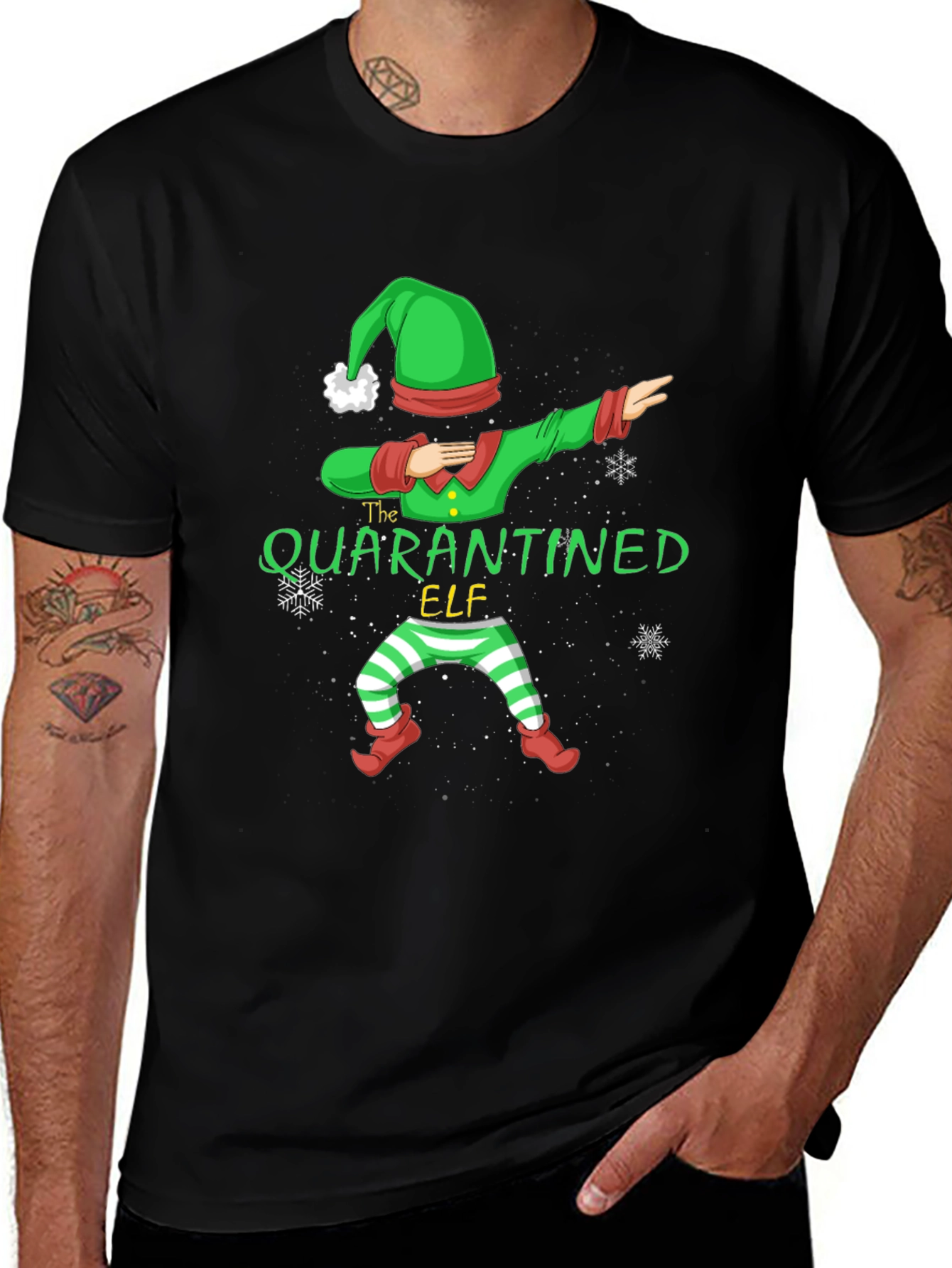 Quarantined Elf Dabbing Holiday T-Shirt