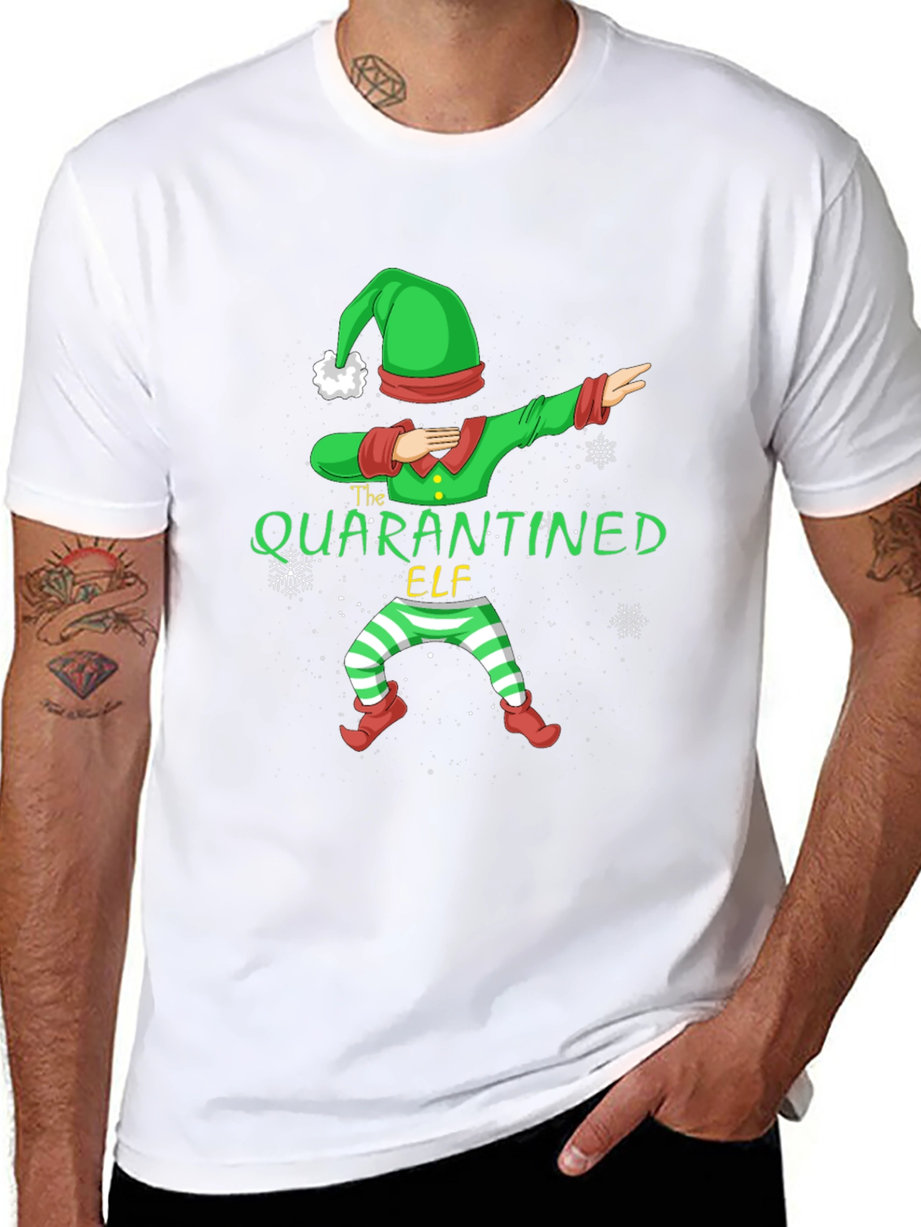 Quarantined Elf Dabbing Holiday T-Shirt