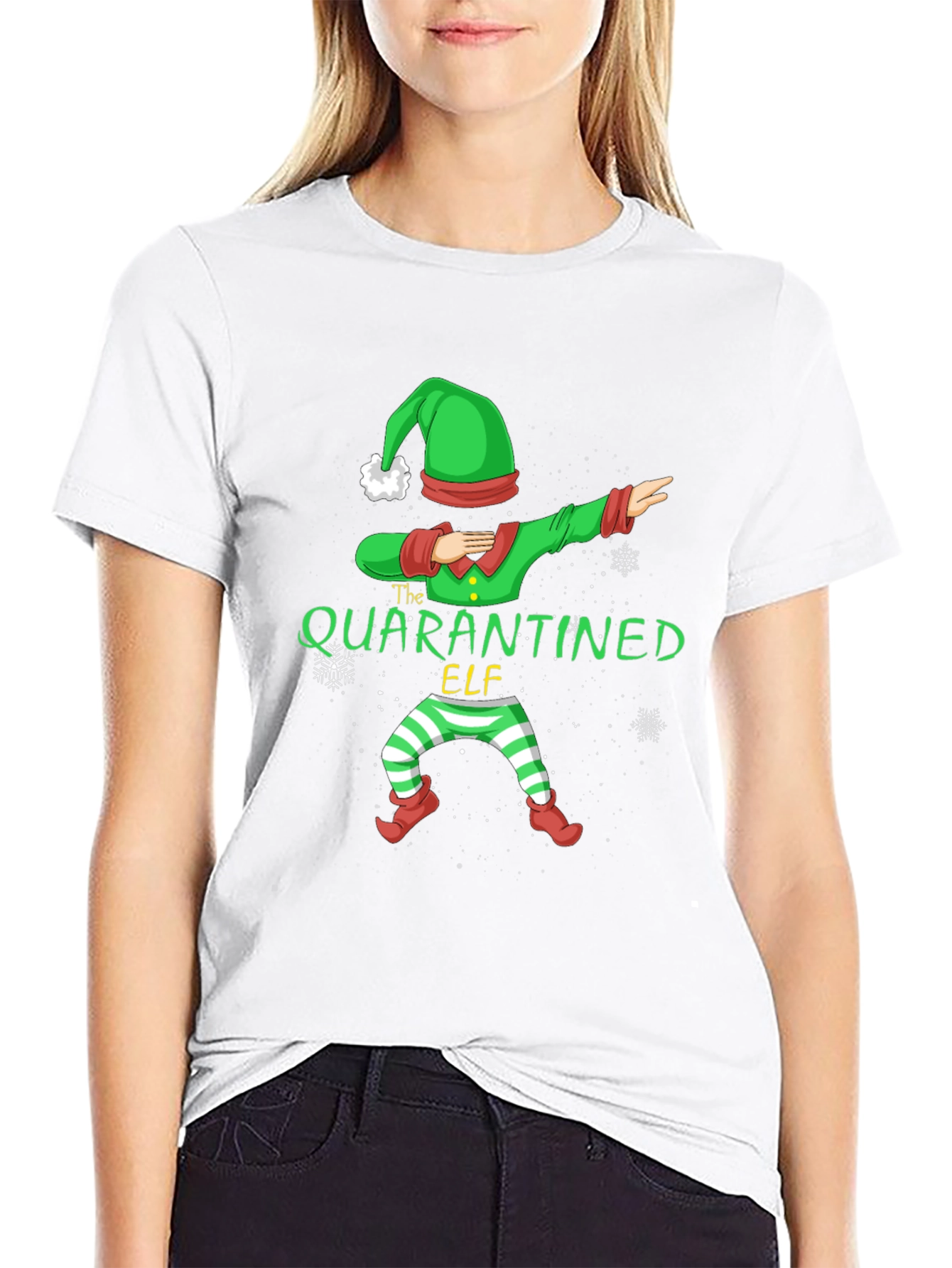 Quarantined Elf Dabbing Holiday T-Shirt