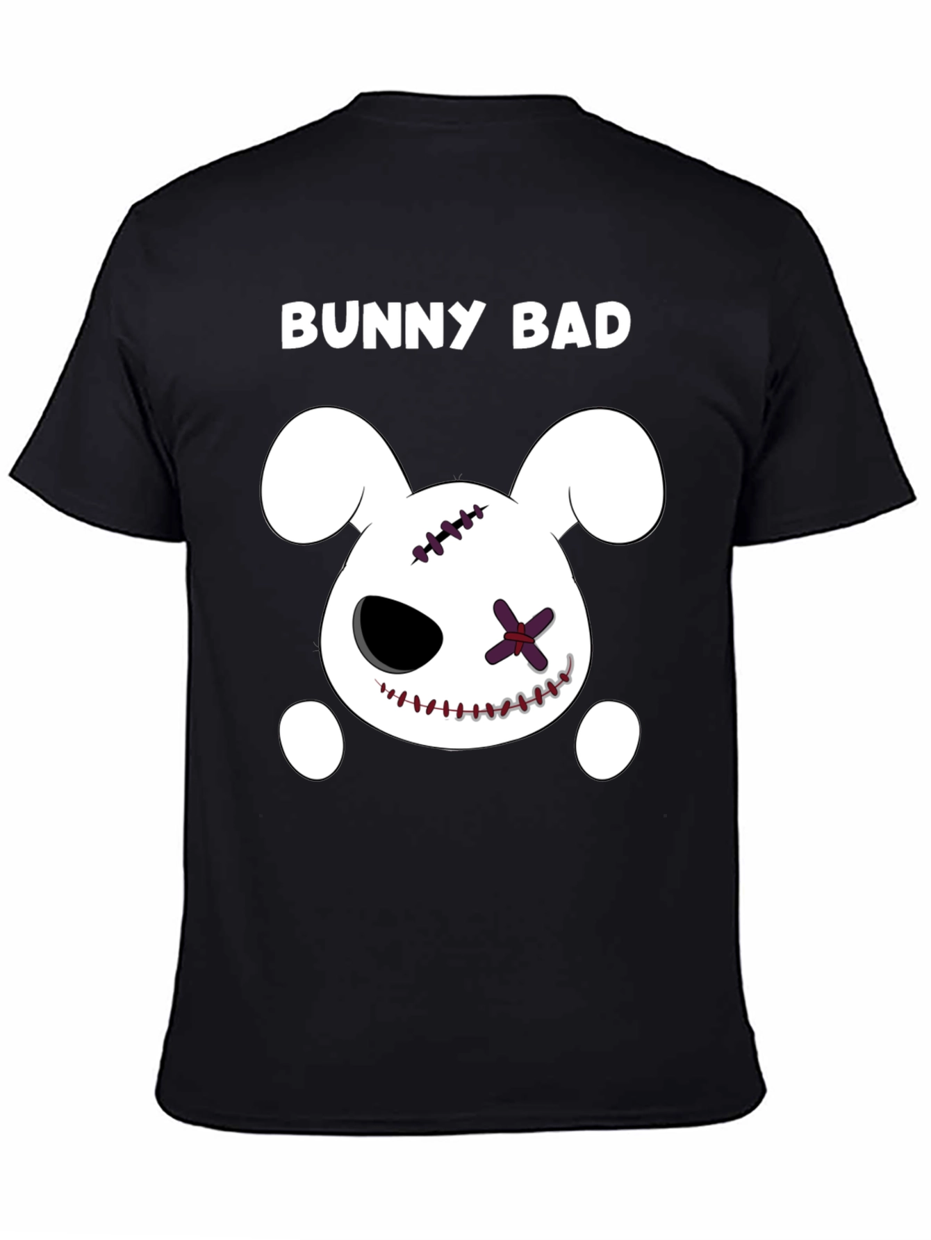 Bunny Bad Graphic Tee - Black Cotton Casual T-Shirt