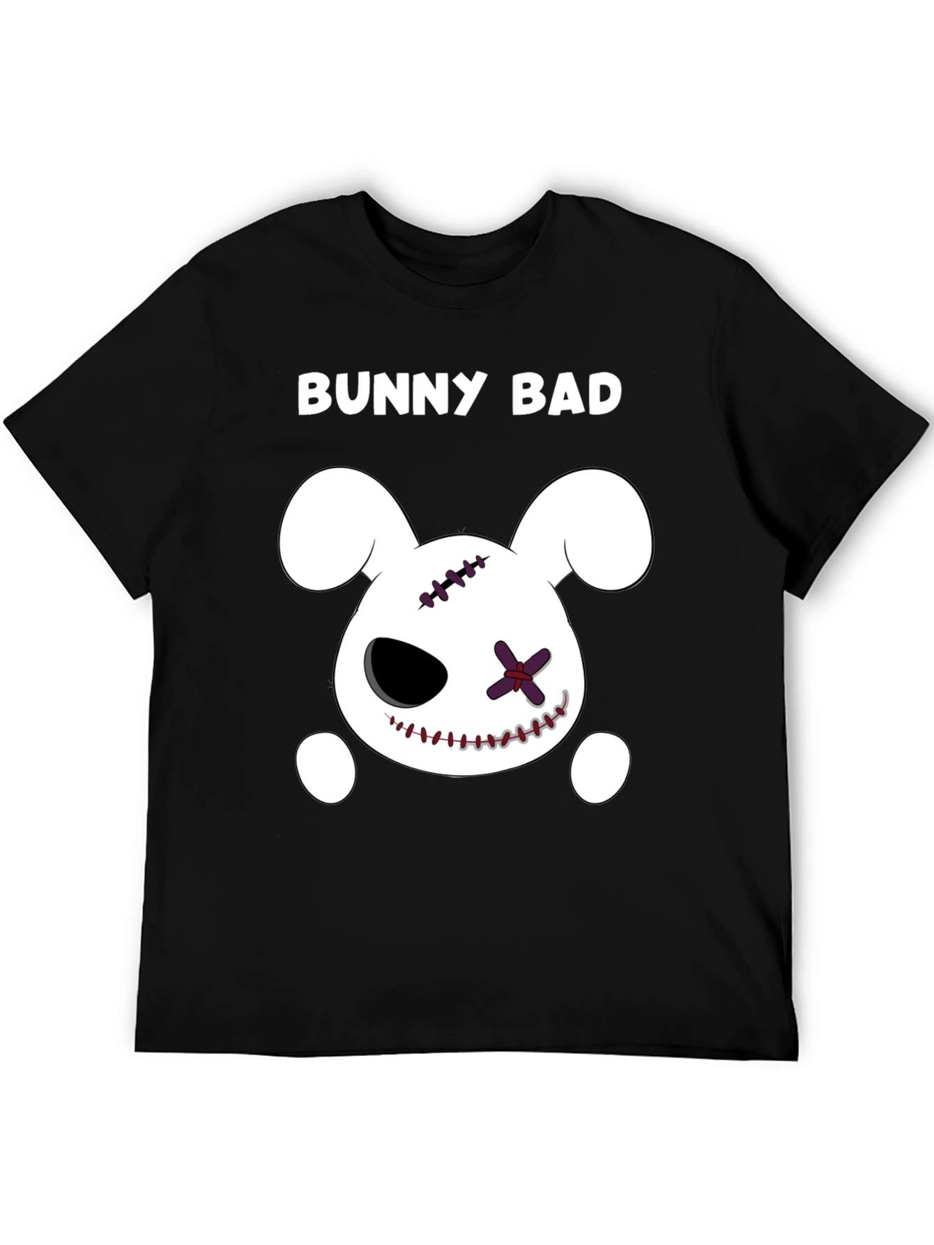 Bunny Bad Graphic Tee - Black Cotton Casual T-Shirt