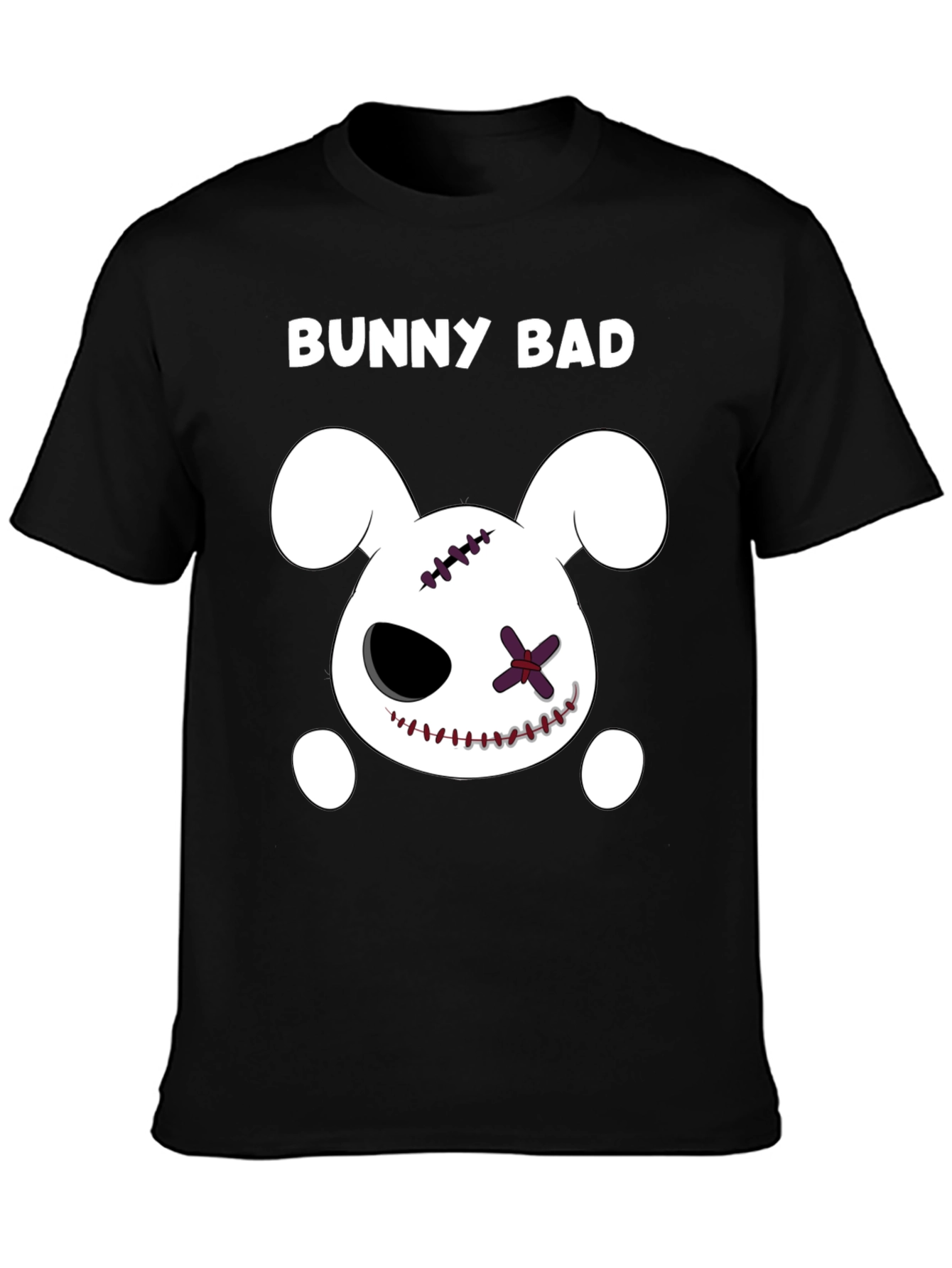 Bunny Bad Graphic Tee - Black Cotton Casual T-Shirt