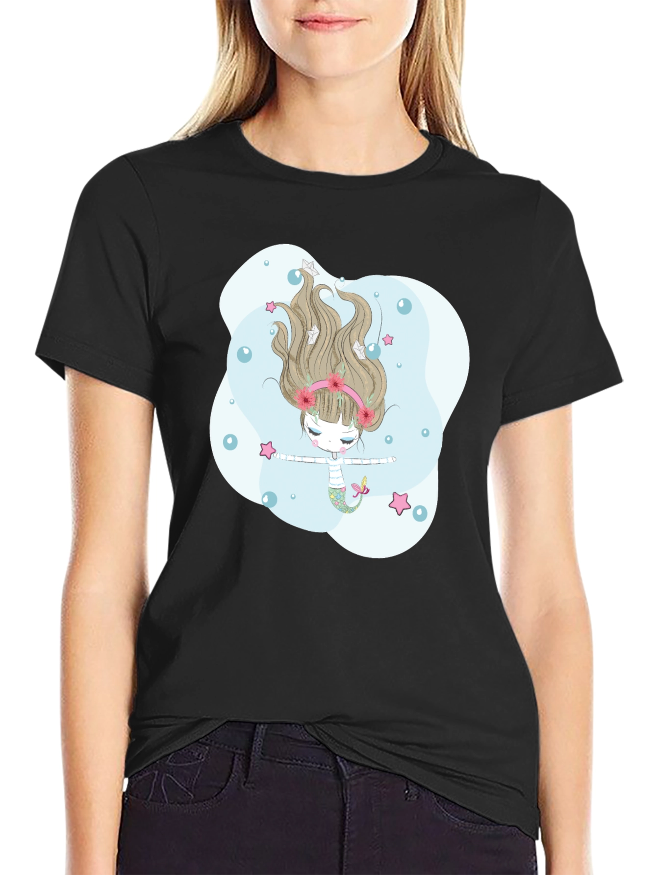 Mermaid Graphic Tee - Mens Black T-Shirt