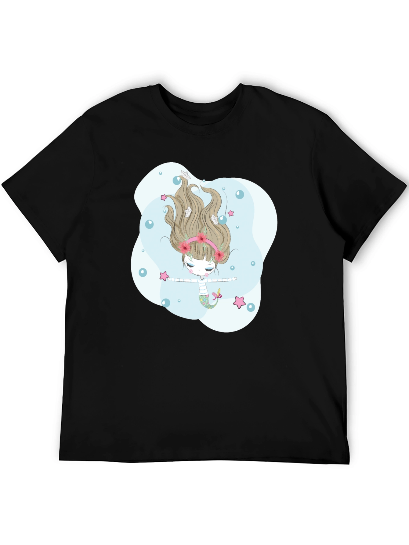 Mermaid Graphic Tee - Mens Black T-Shirt