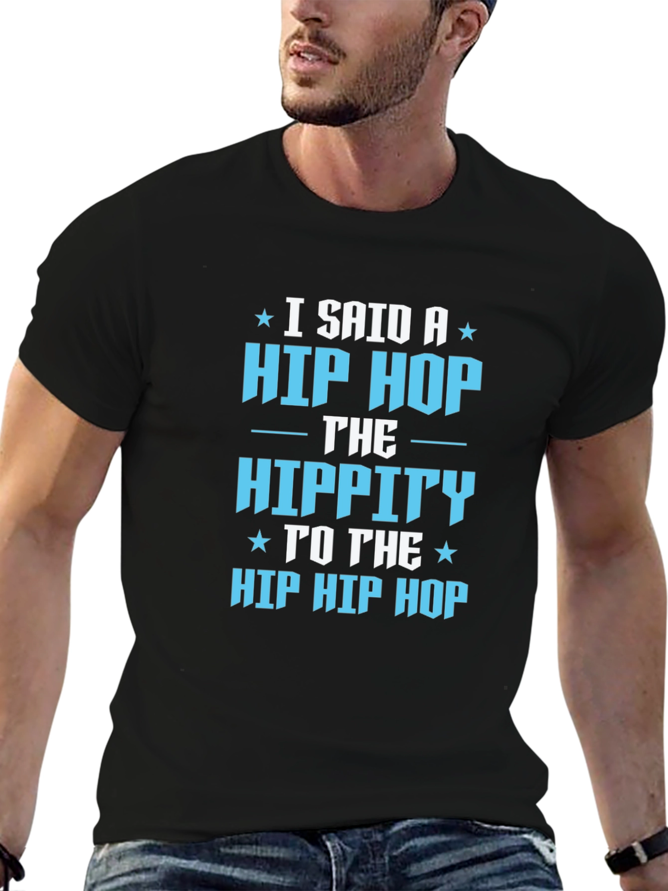 Hip Hop Graphic T-Shirt - Black Cotton Blend Tee