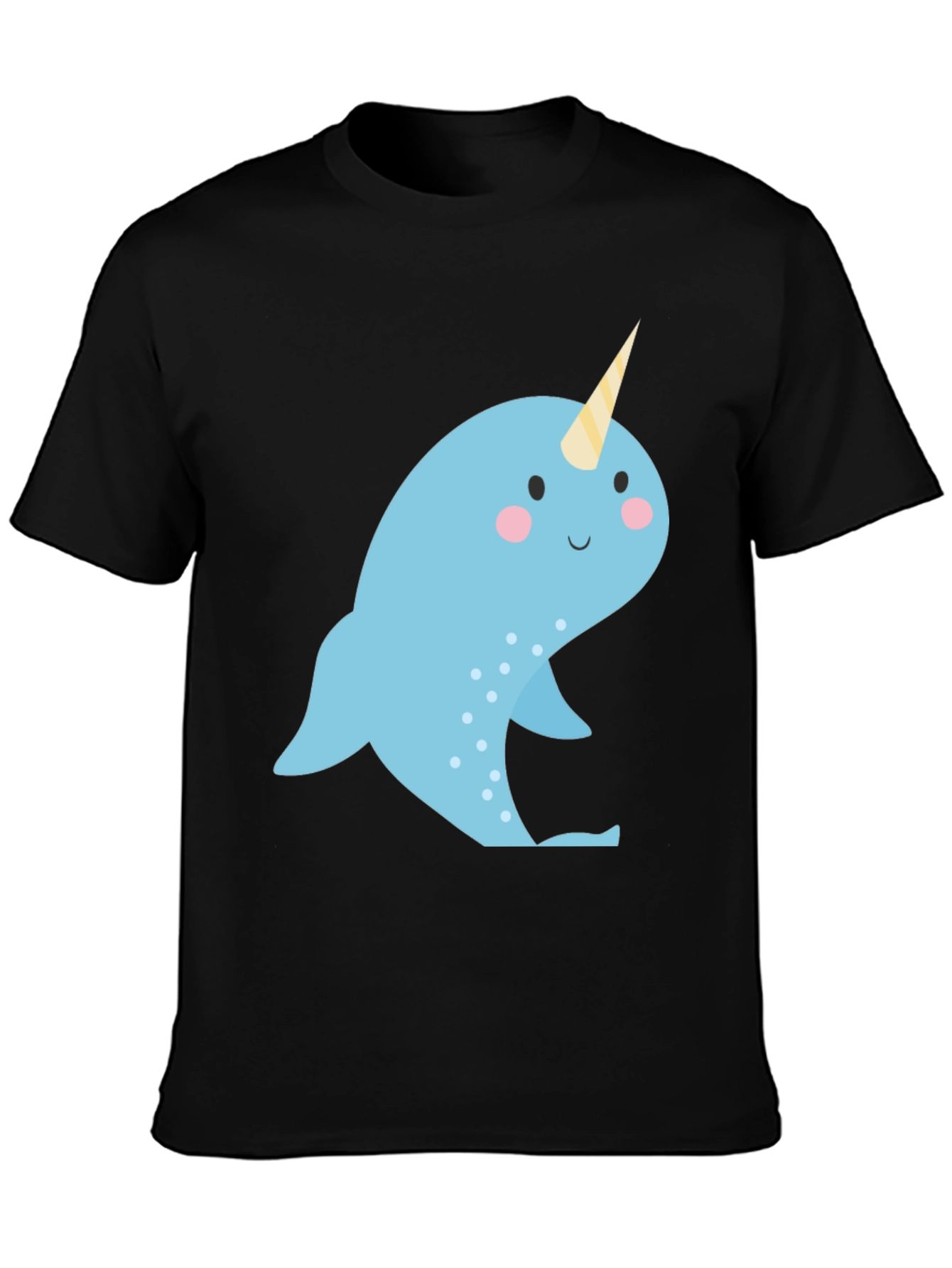 Narwhal Graphic Print Black T-Shirt
