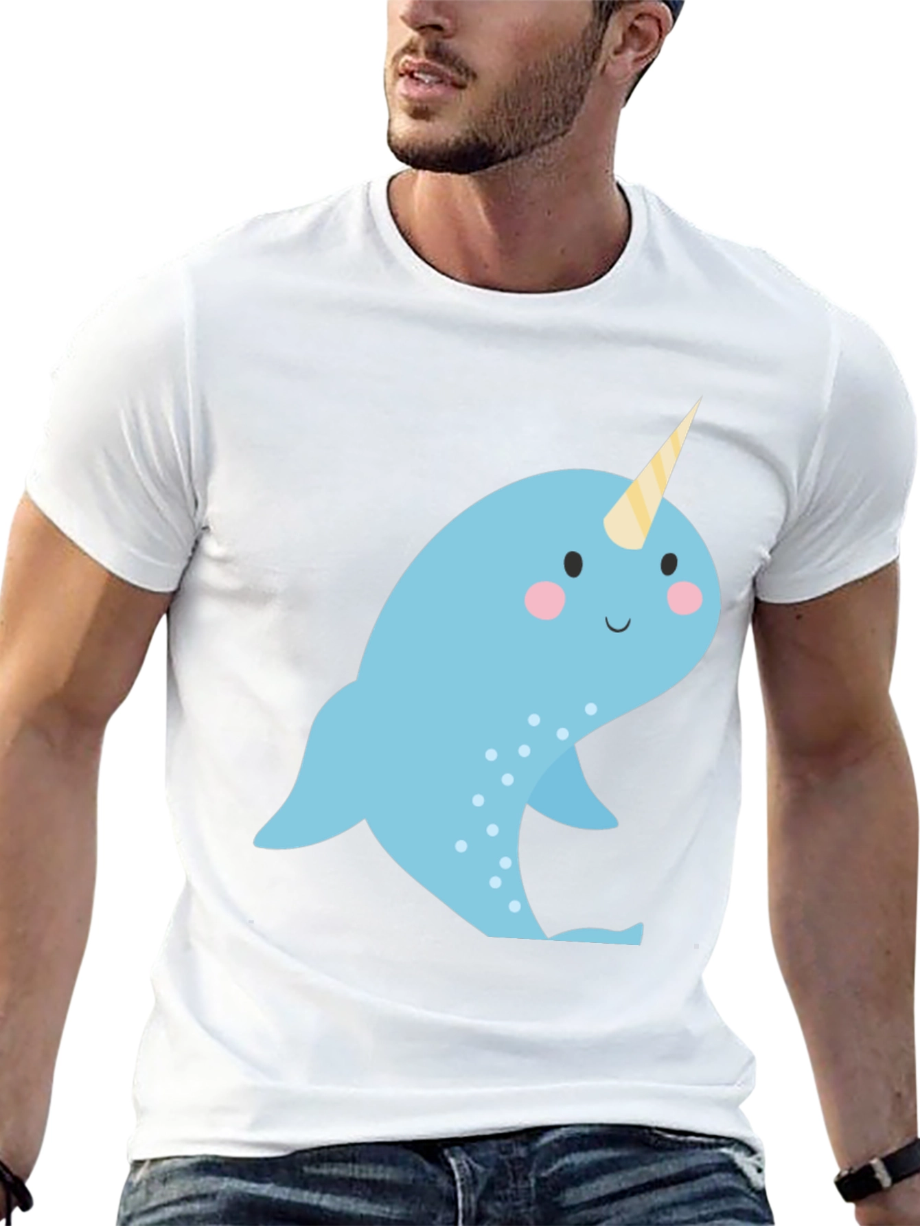 Narwhal Graphic Print Black T-Shirt
