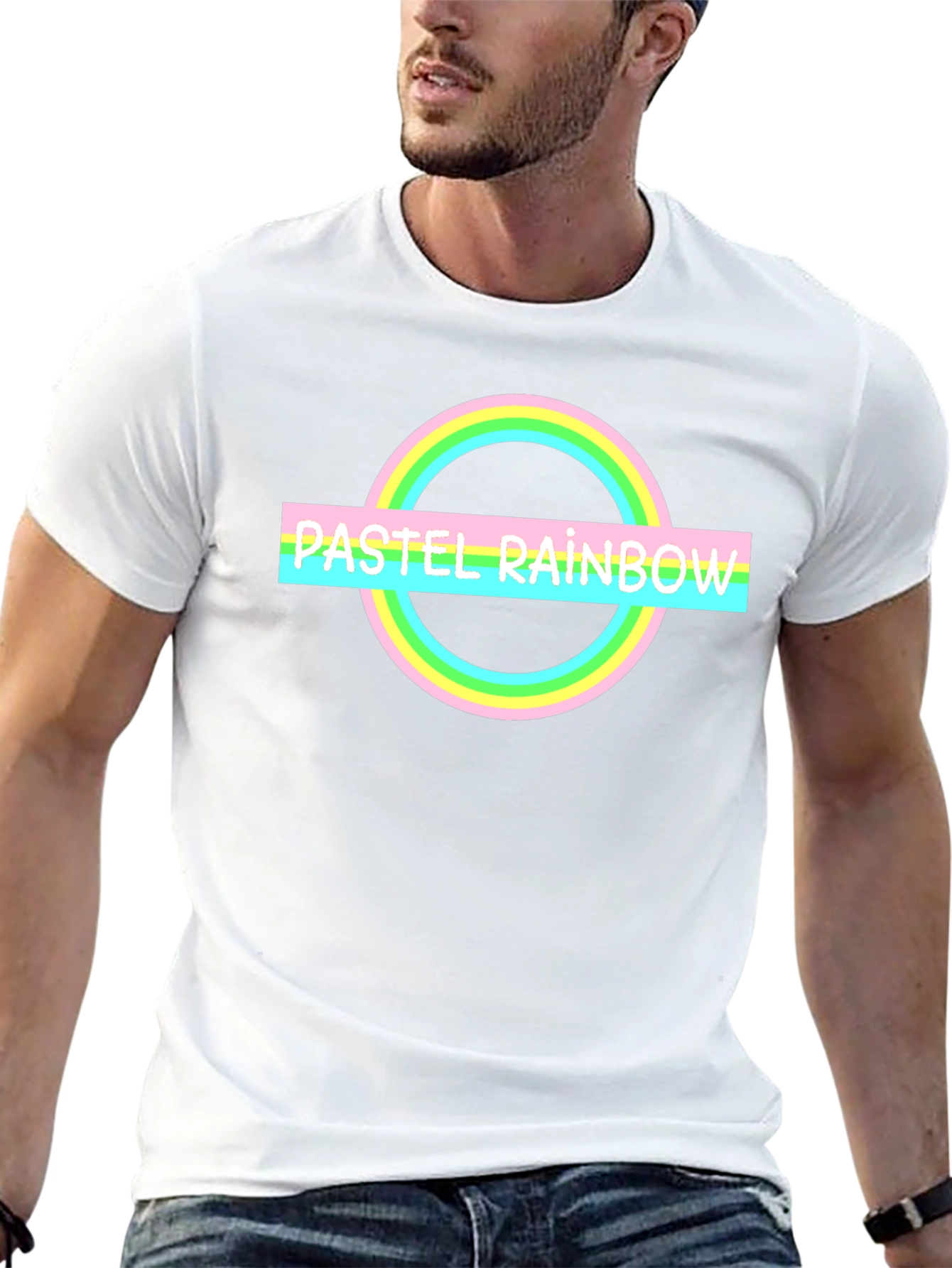 Pastel Rainbow Graphic Tee - Trendy Casual Shirt