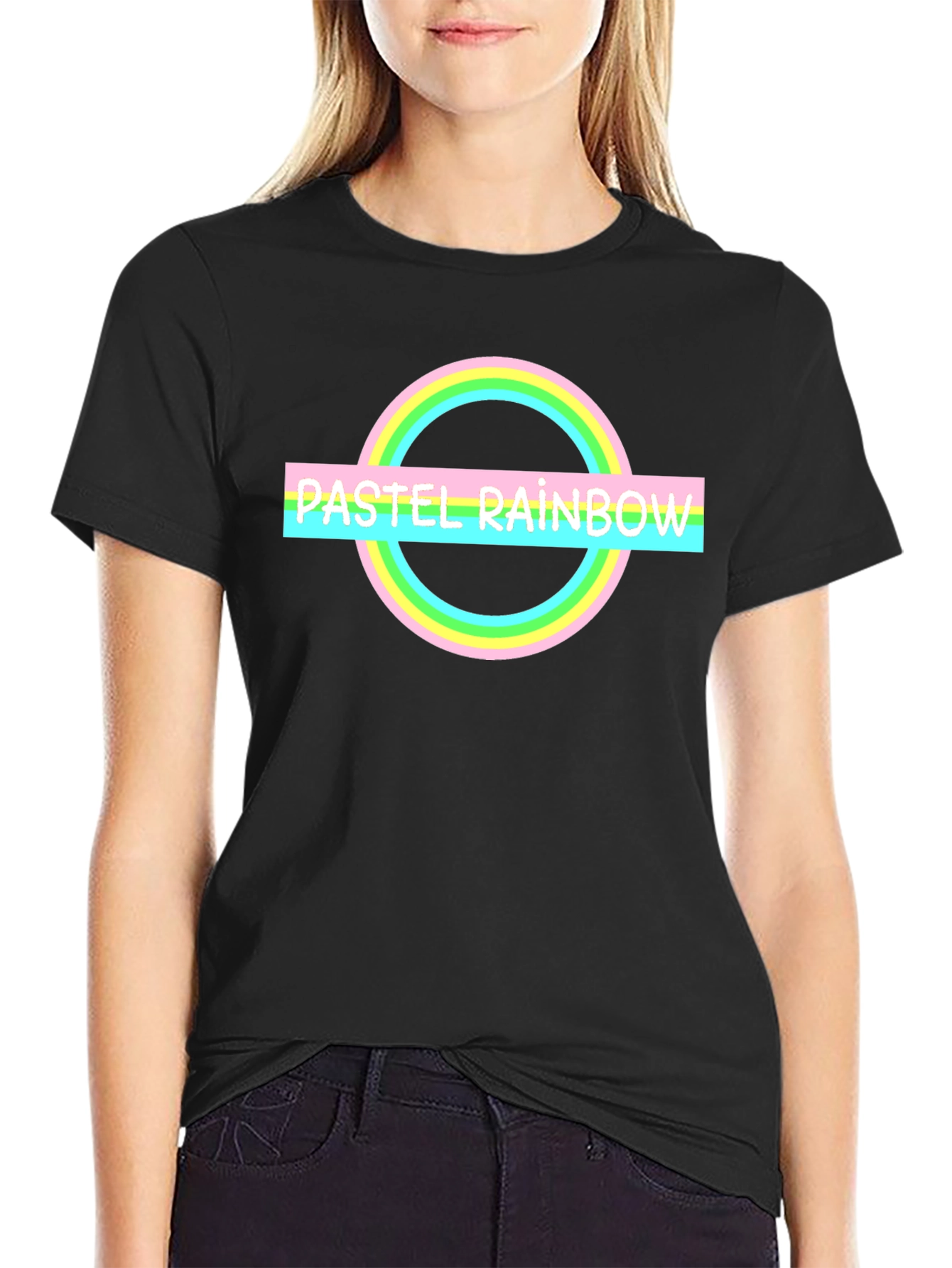 Pastel Rainbow Graphic Tee - Trendy Casual Shirt
