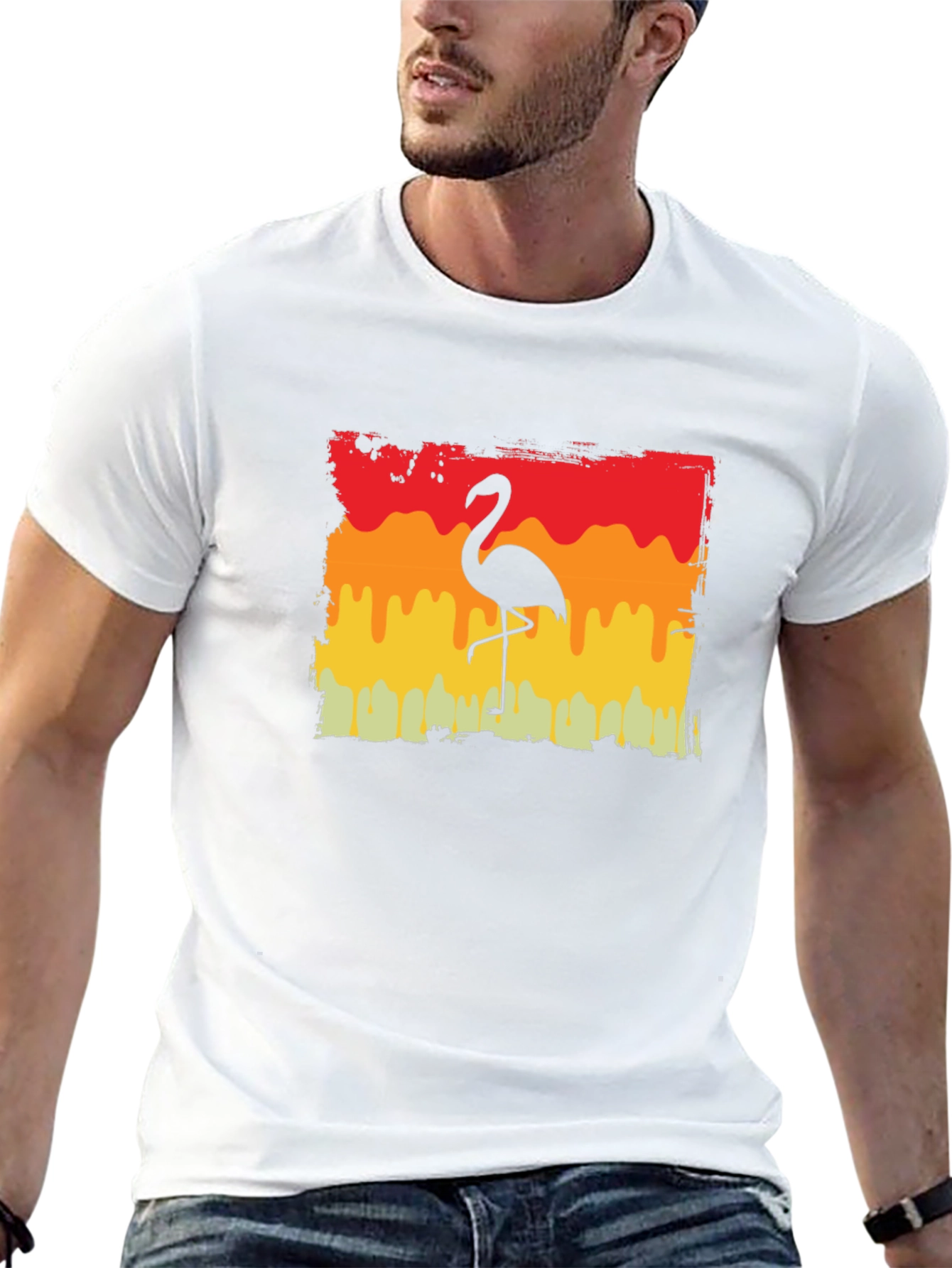 Retro Flamingo Graphic Tee - Black T-Shirt