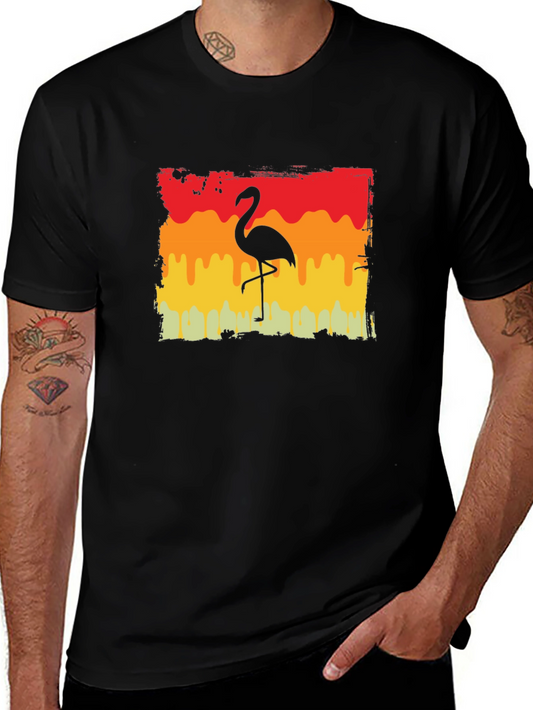 Retro Flamingo Graphic Tee - Black T-Shirt