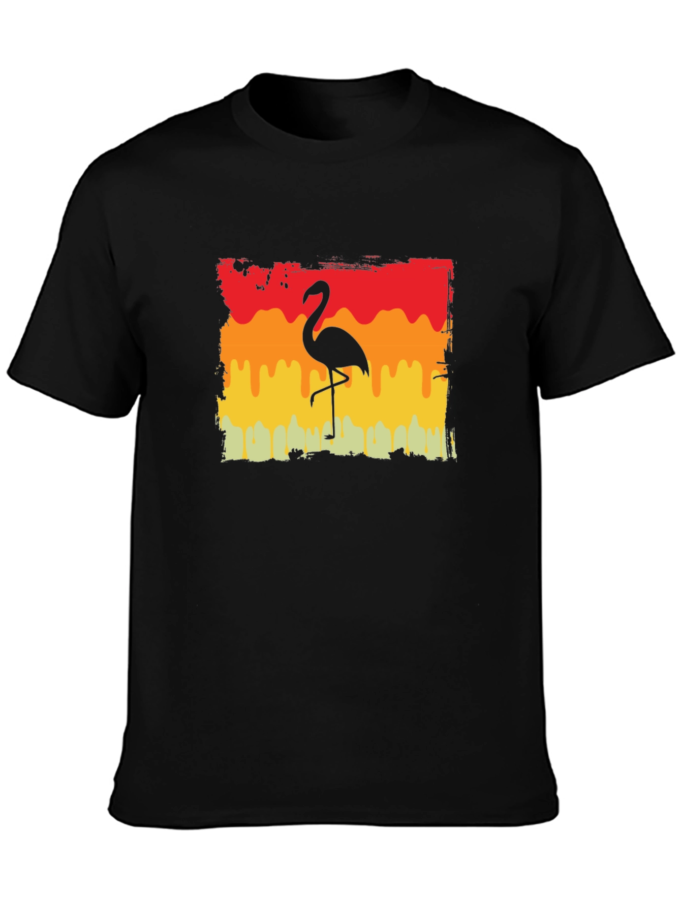 Retro Flamingo Graphic Tee - Black T-Shirt