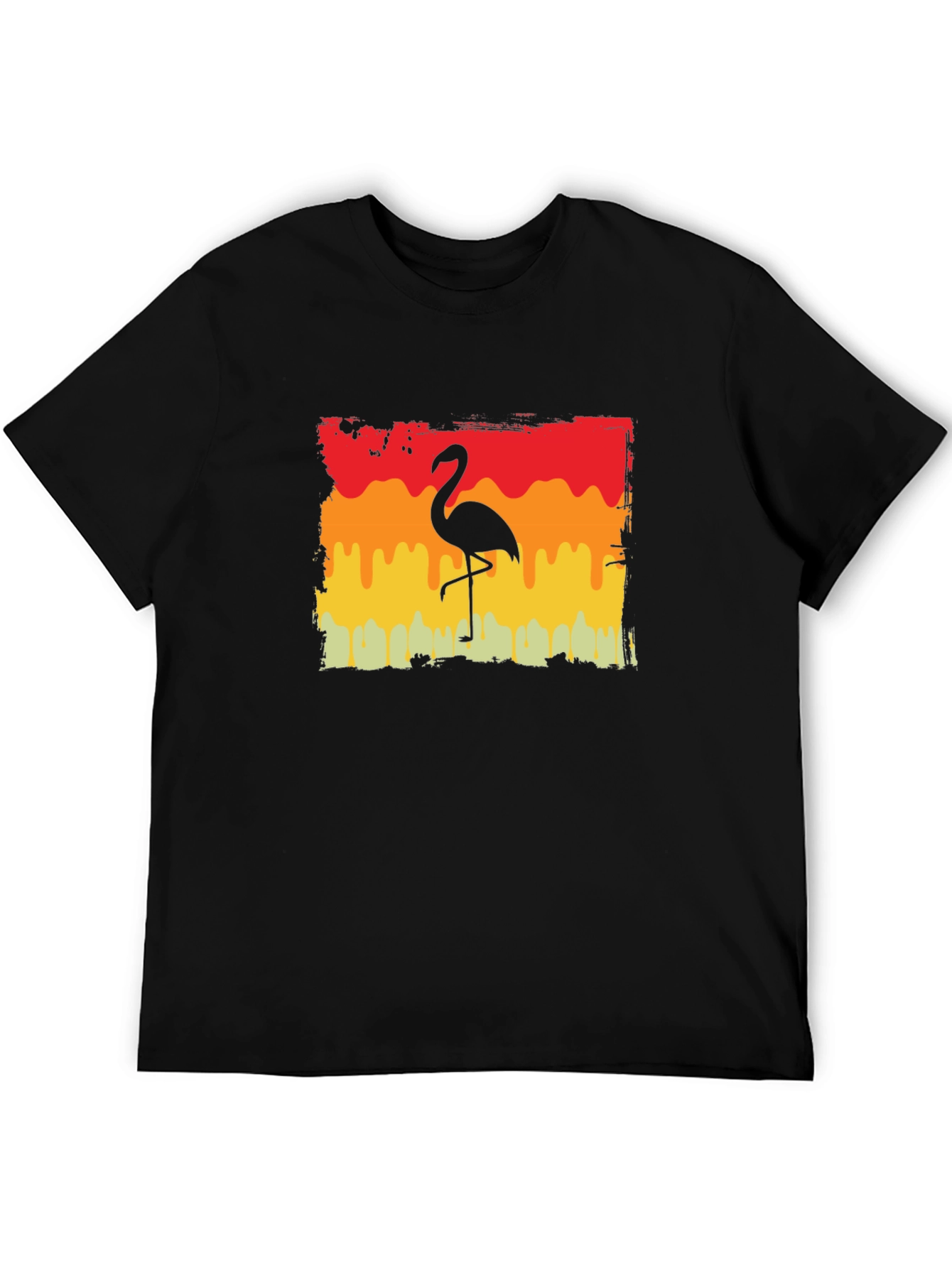 Retro Flamingo Graphic Tee - Black T-Shirt
