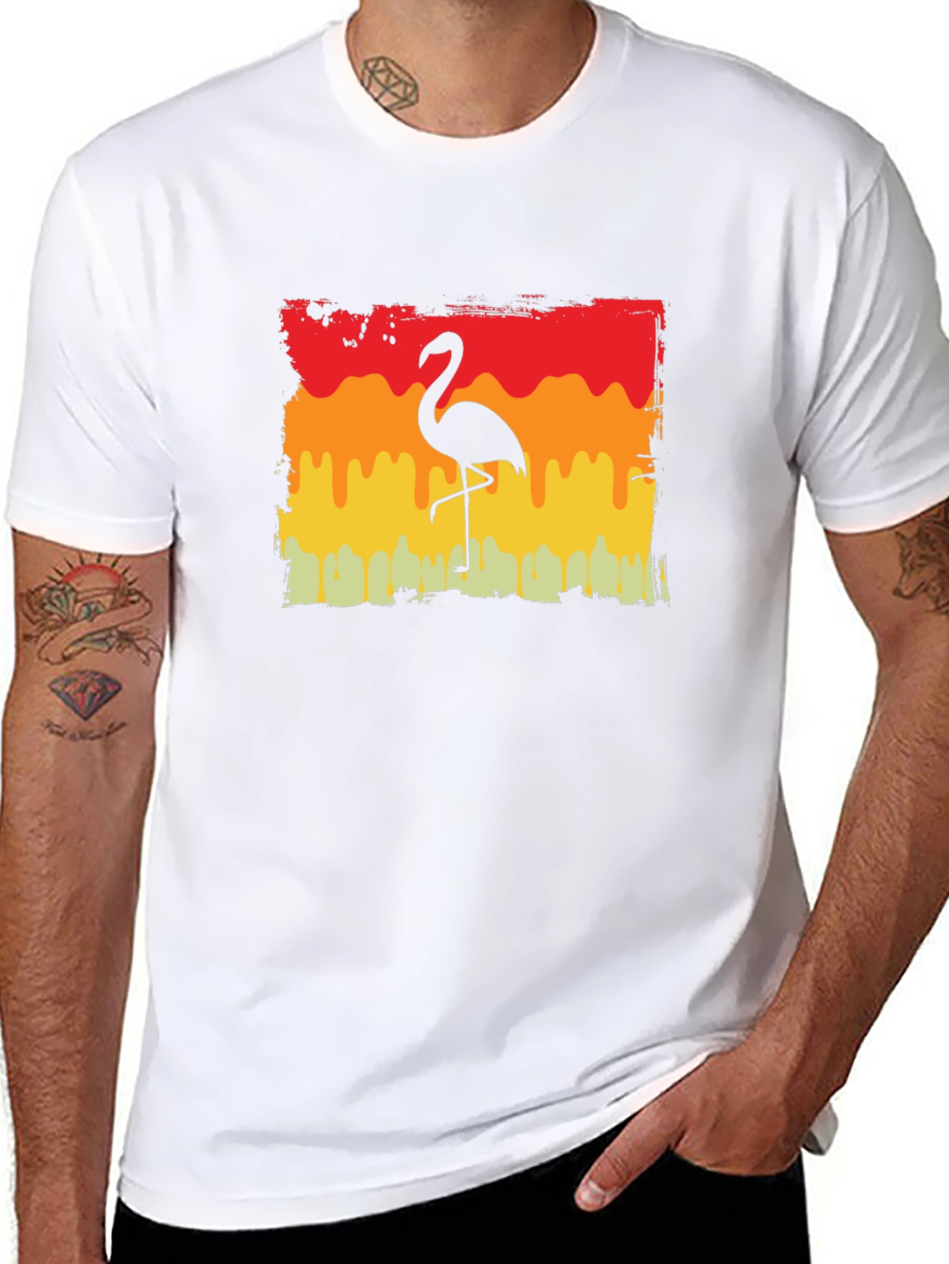 Retro Flamingo Graphic Tee - Black T-Shirt
