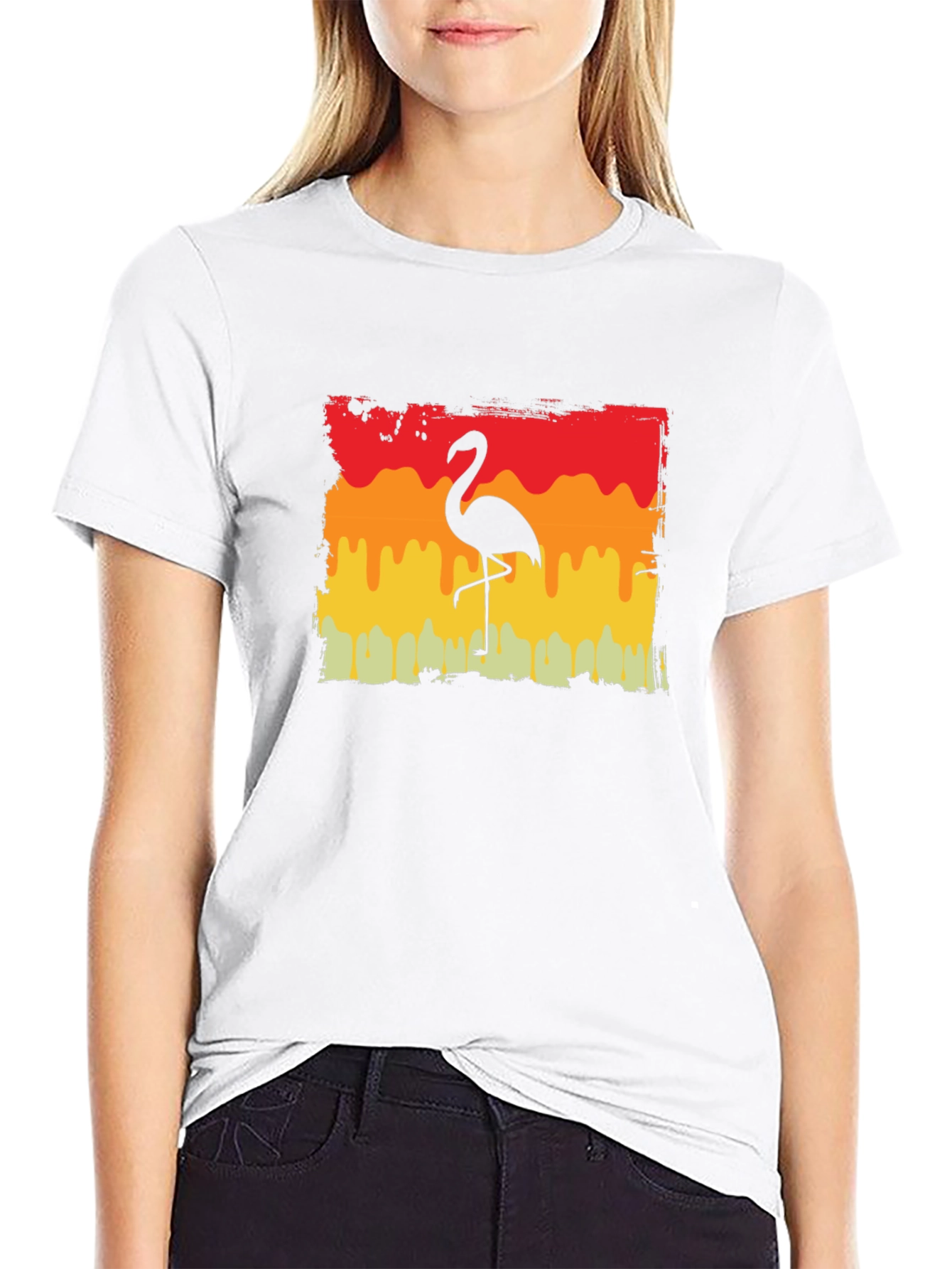 Retro Flamingo Graphic Tee - Black T-Shirt