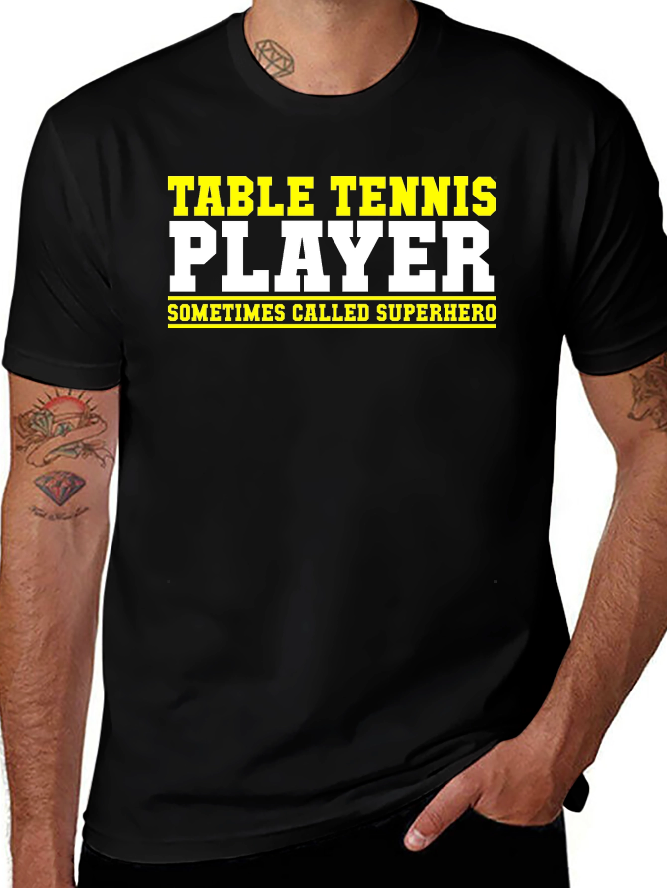 Table Tennis Player Superhero Graphic Tee