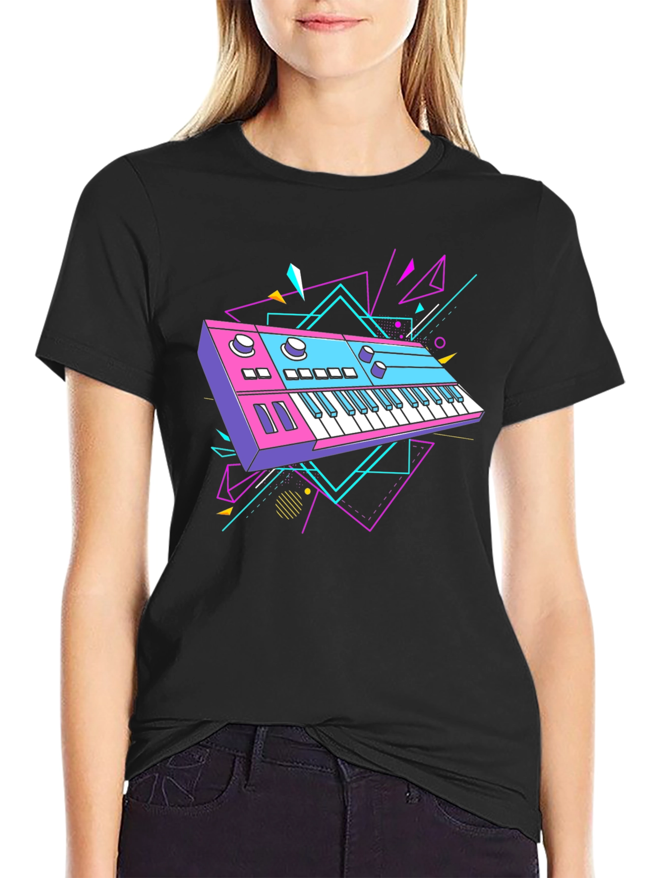 Retro Synthwave Keyboard Graphic T-Shirt