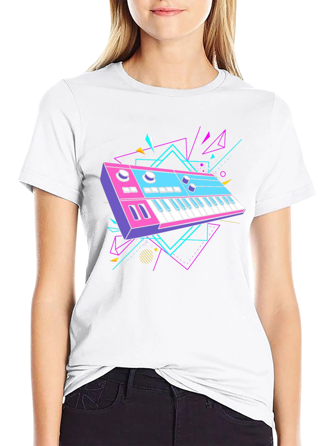 Retro Synthwave Keyboard Graphic T-Shirt