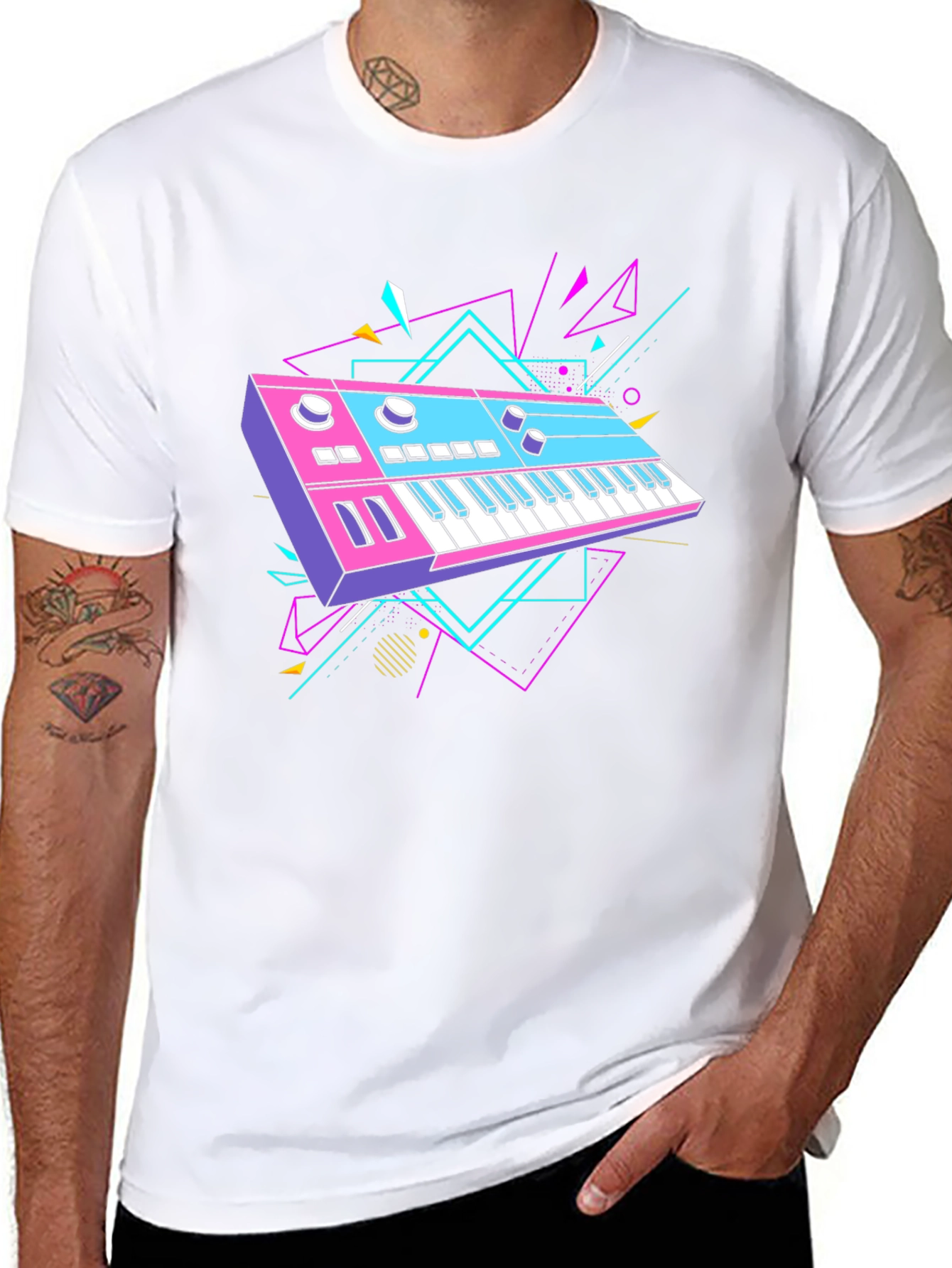 Retro Synthwave Keyboard Graphic T-Shirt