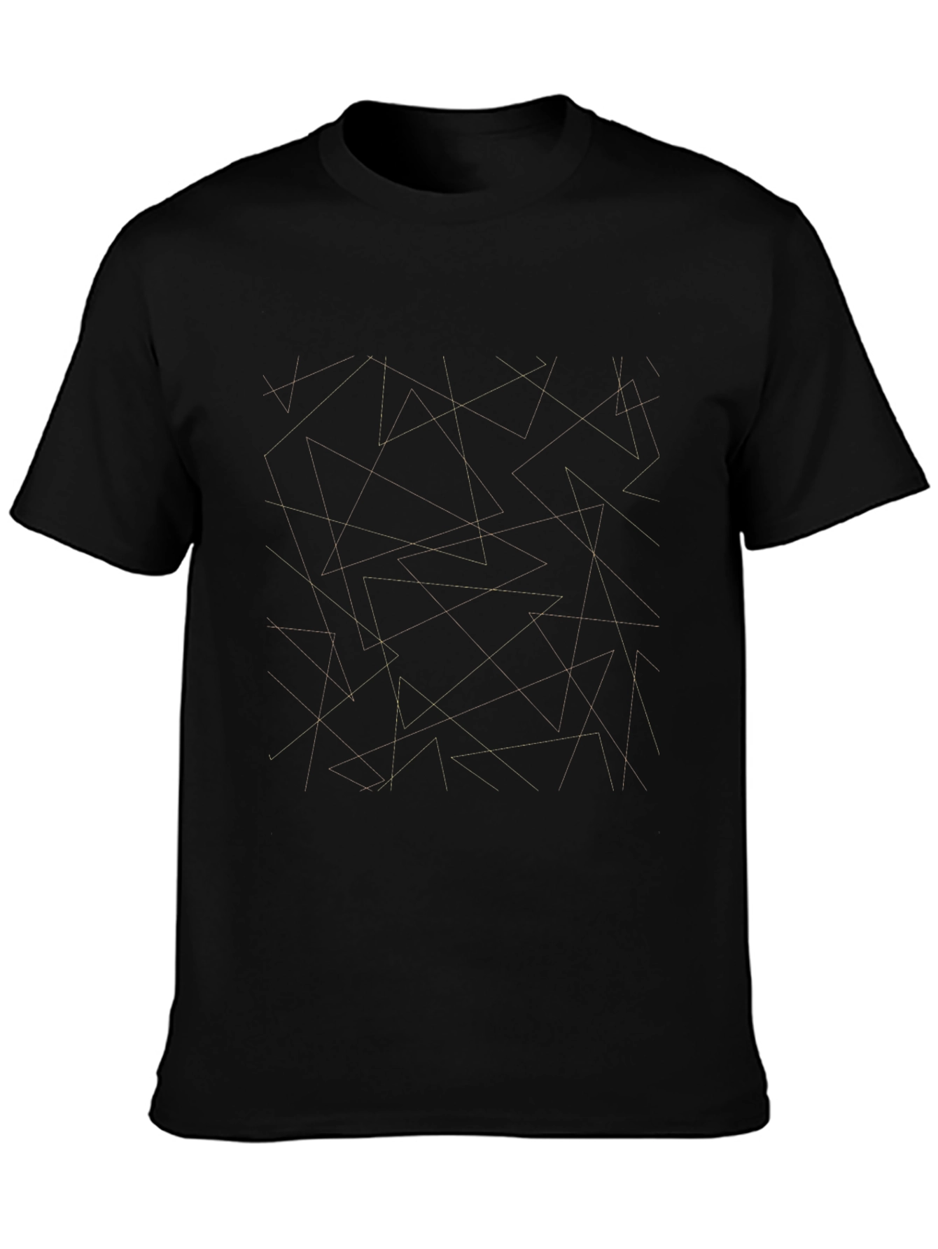 Geometric Line Art Black T-Shirt