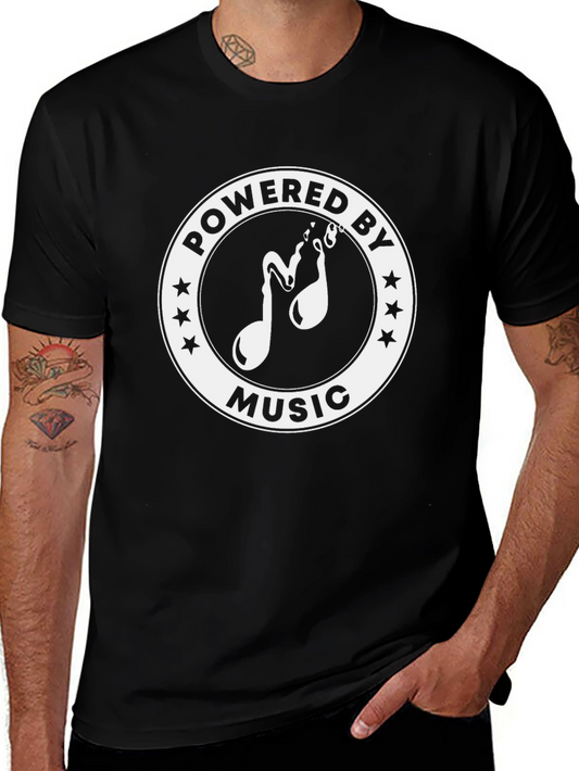 Powered by Music T-Shirt - Black Cotton Tee