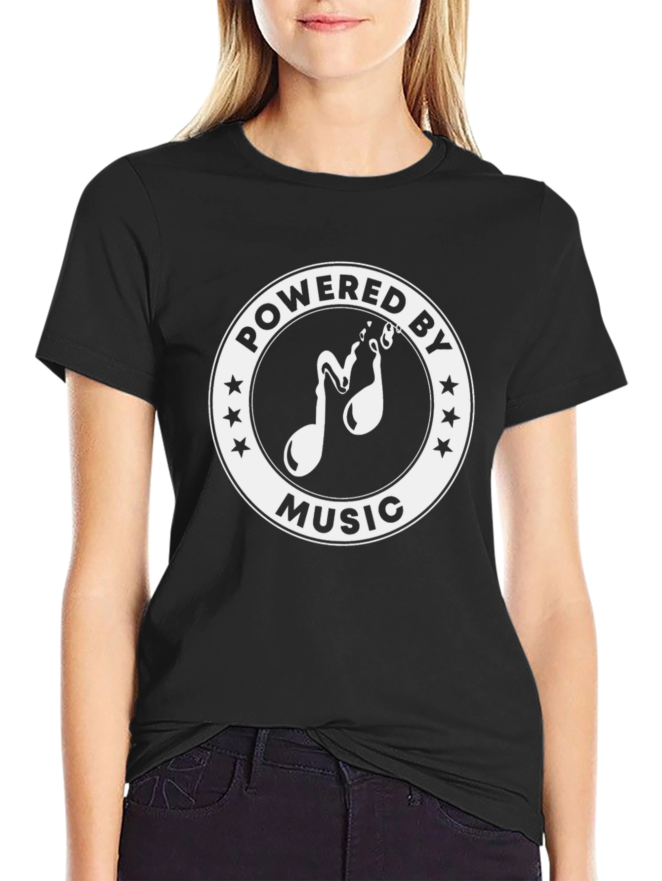Powered by Music T-Shirt - Black Cotton Tee
