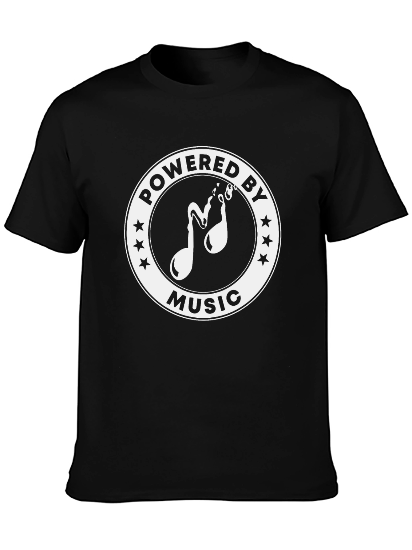 Powered by Music T-Shirt - Black Cotton Tee