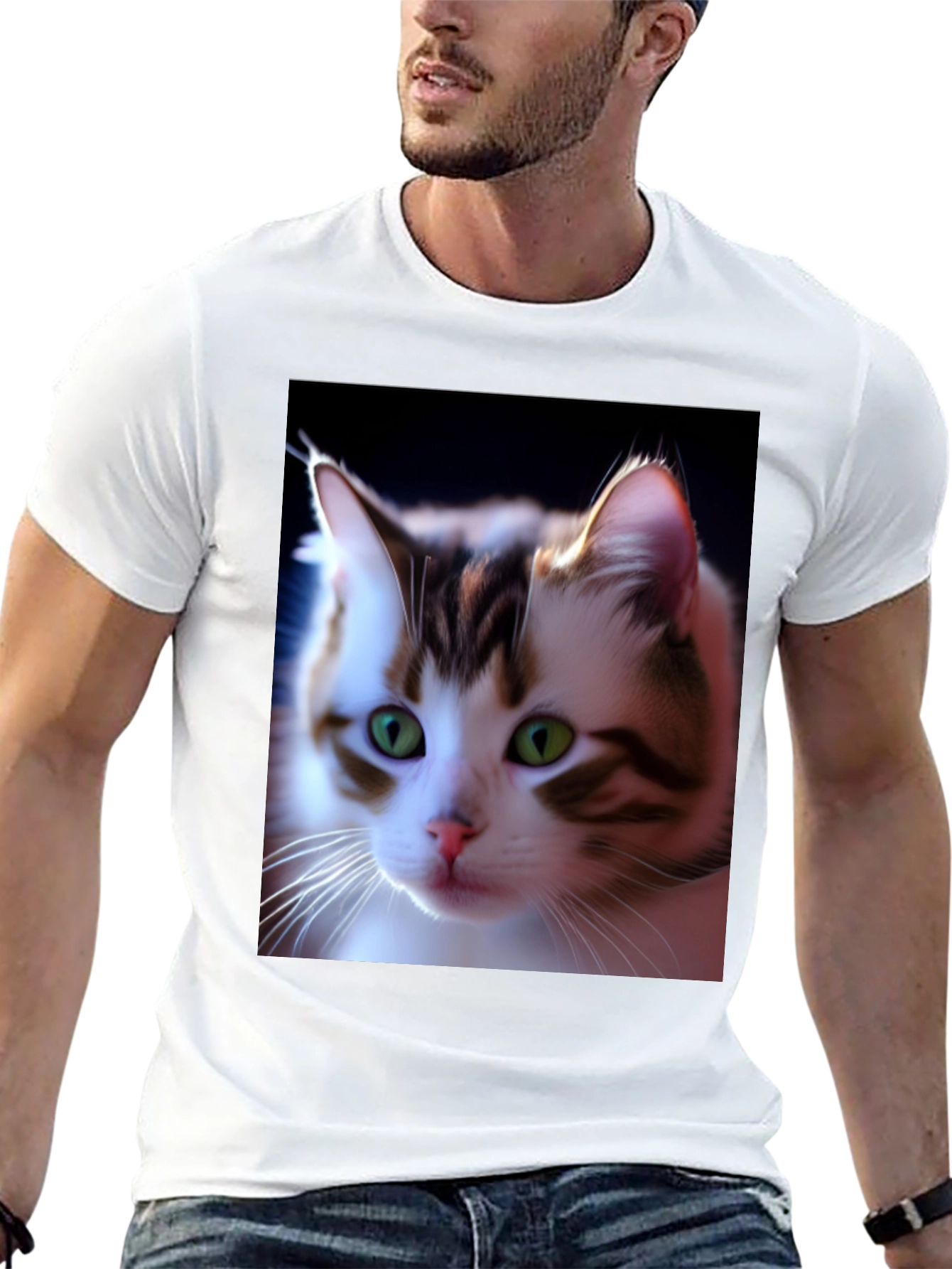 Cat Portrait Graphic Tee - Unique Style!