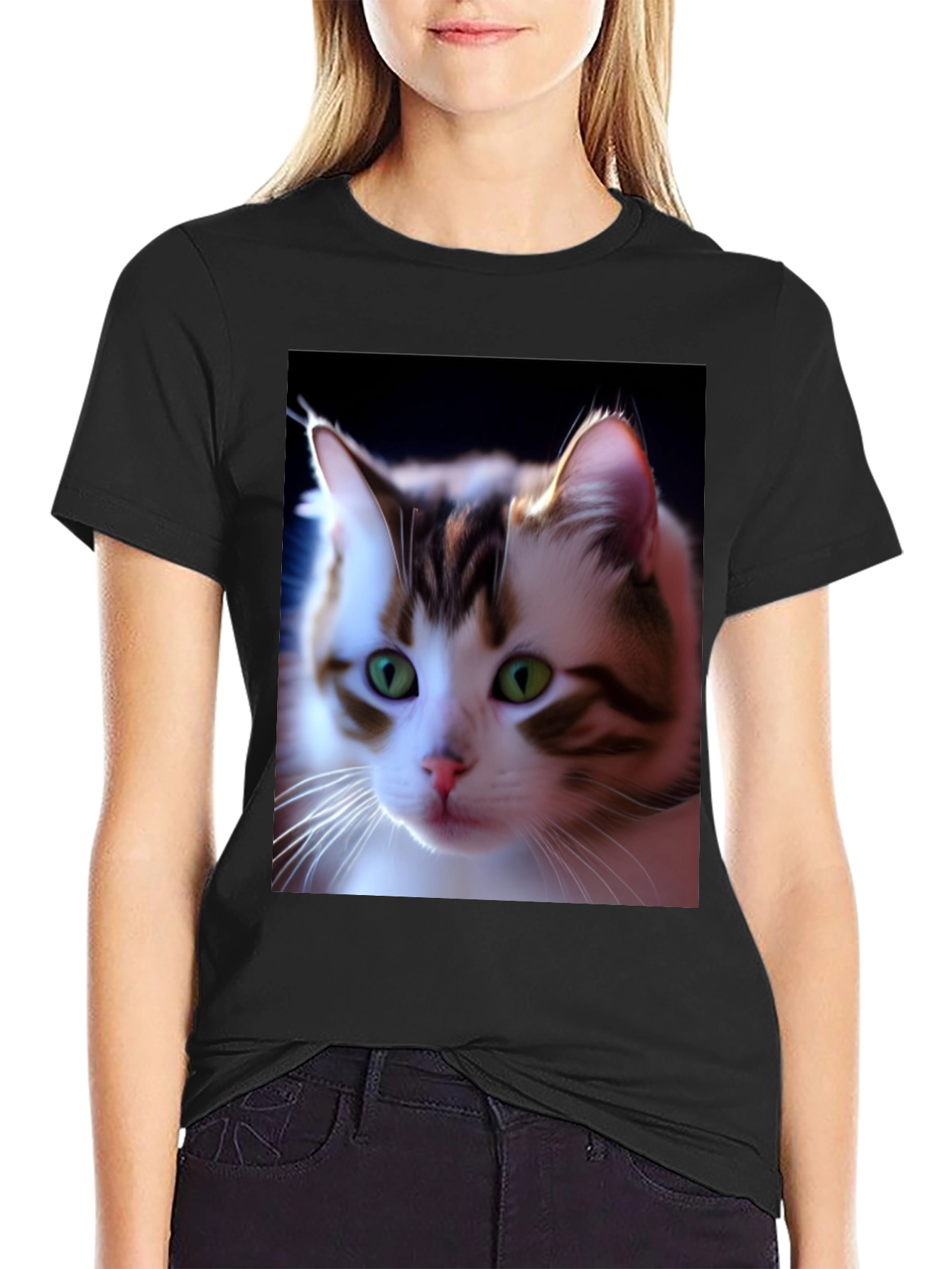 Cat Portrait Graphic Tee - Unique Style!