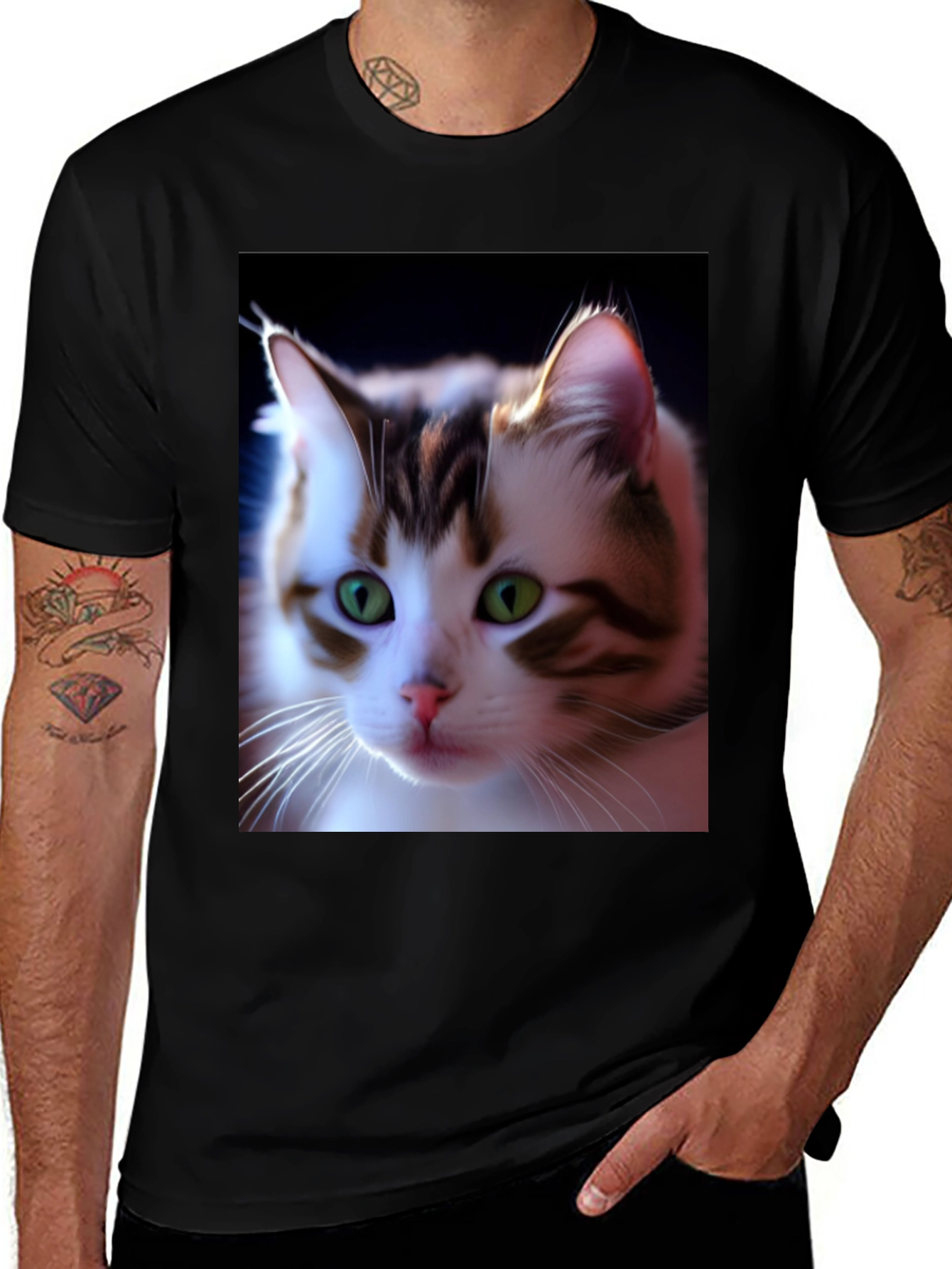 Cat Portrait Graphic Tee - Unique Style!