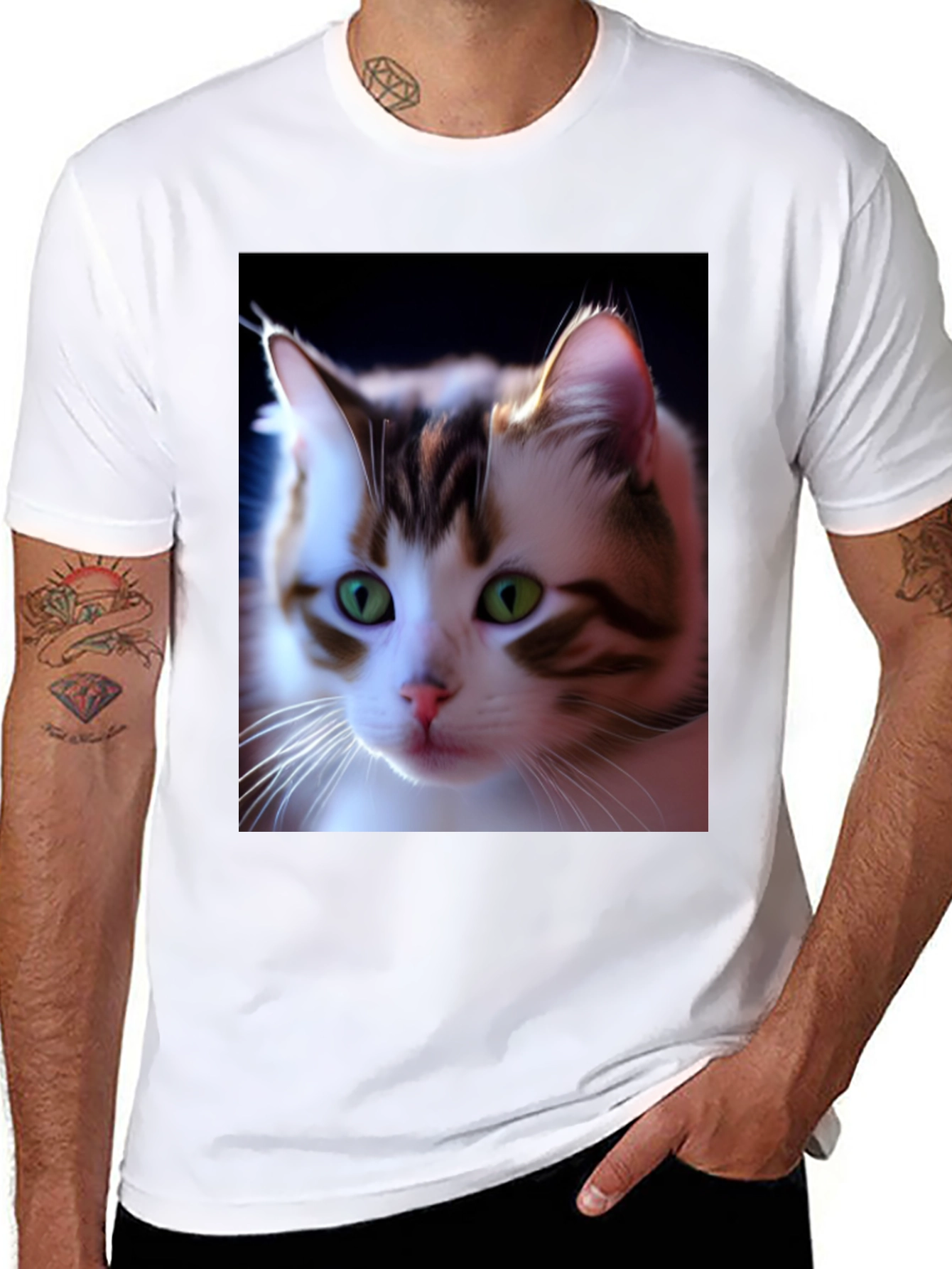 Cat Portrait Graphic Tee - Unique Style!