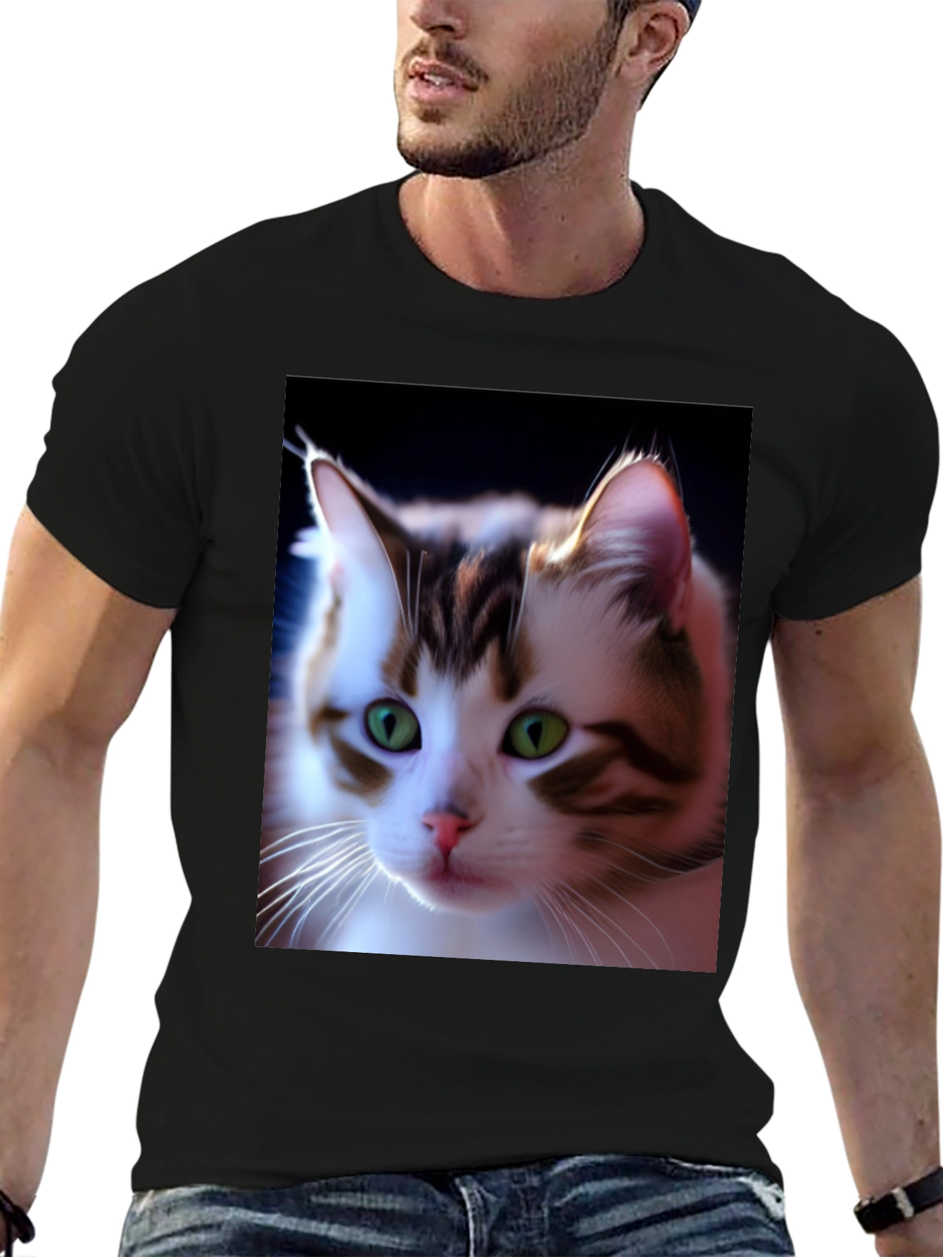 Cat Portrait Graphic Tee - Unique Style!