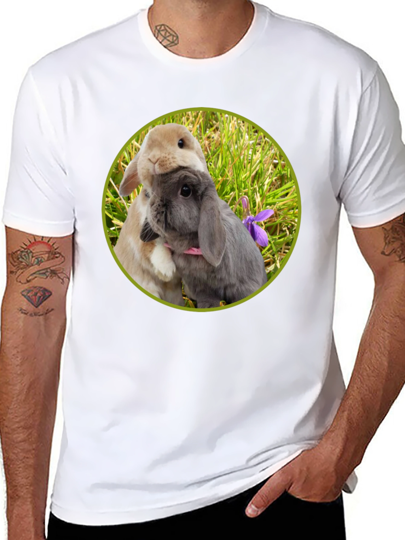 Cute Bunny Circle Graphic T-Shirt