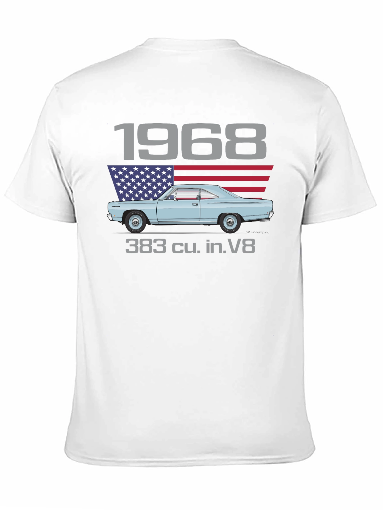 1968 Car & American Flag Graphic Tee