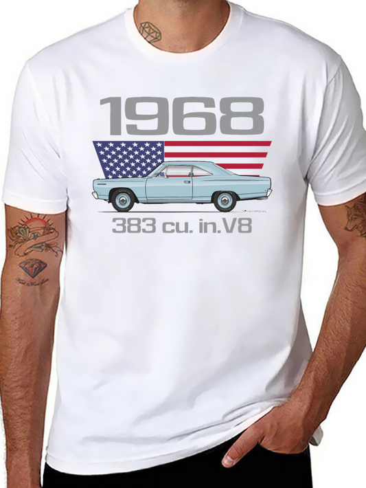 1968 Car & American Flag Graphic Tee