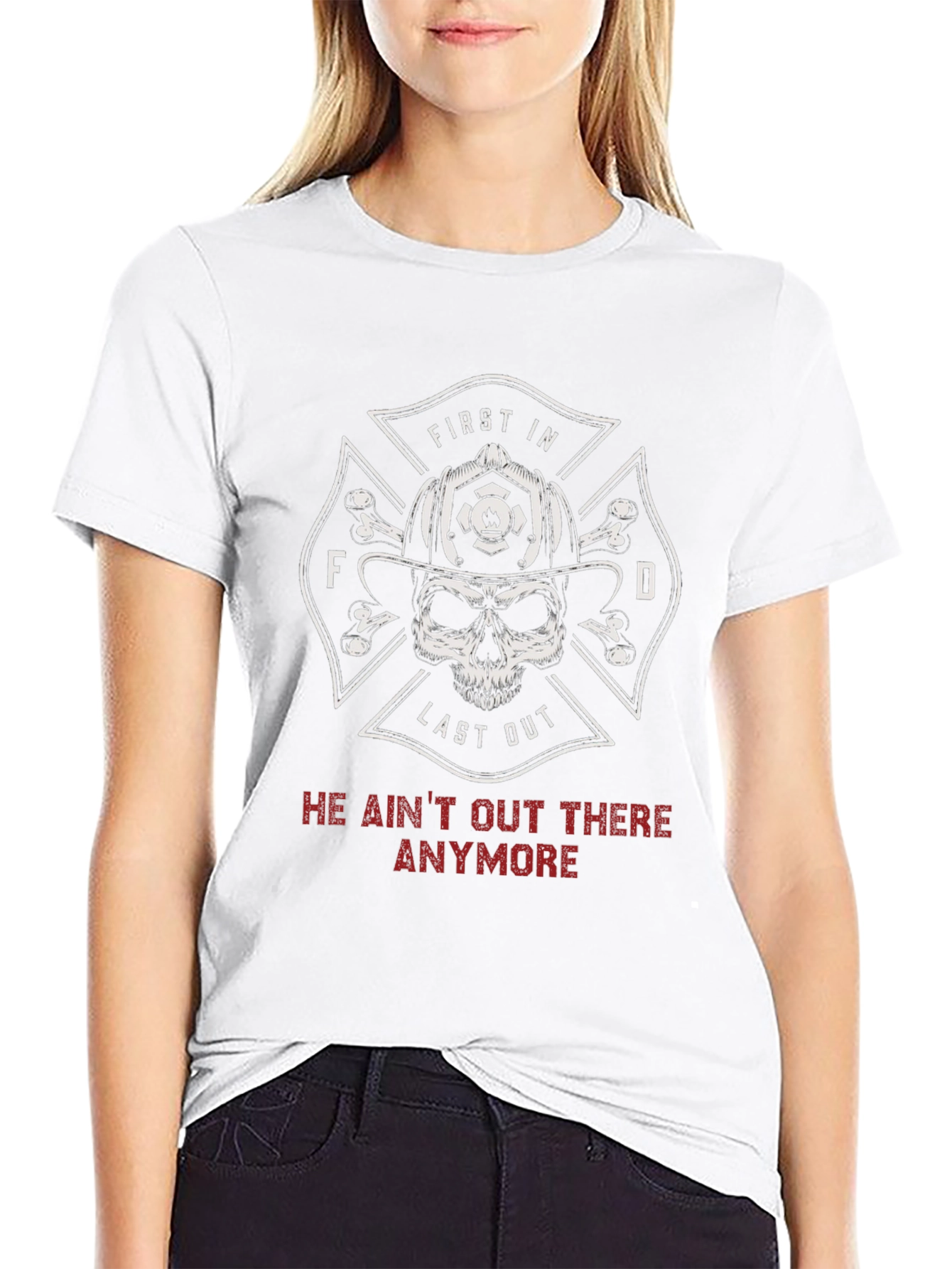 Firefighter Skull T-Shirt - First In Last Out