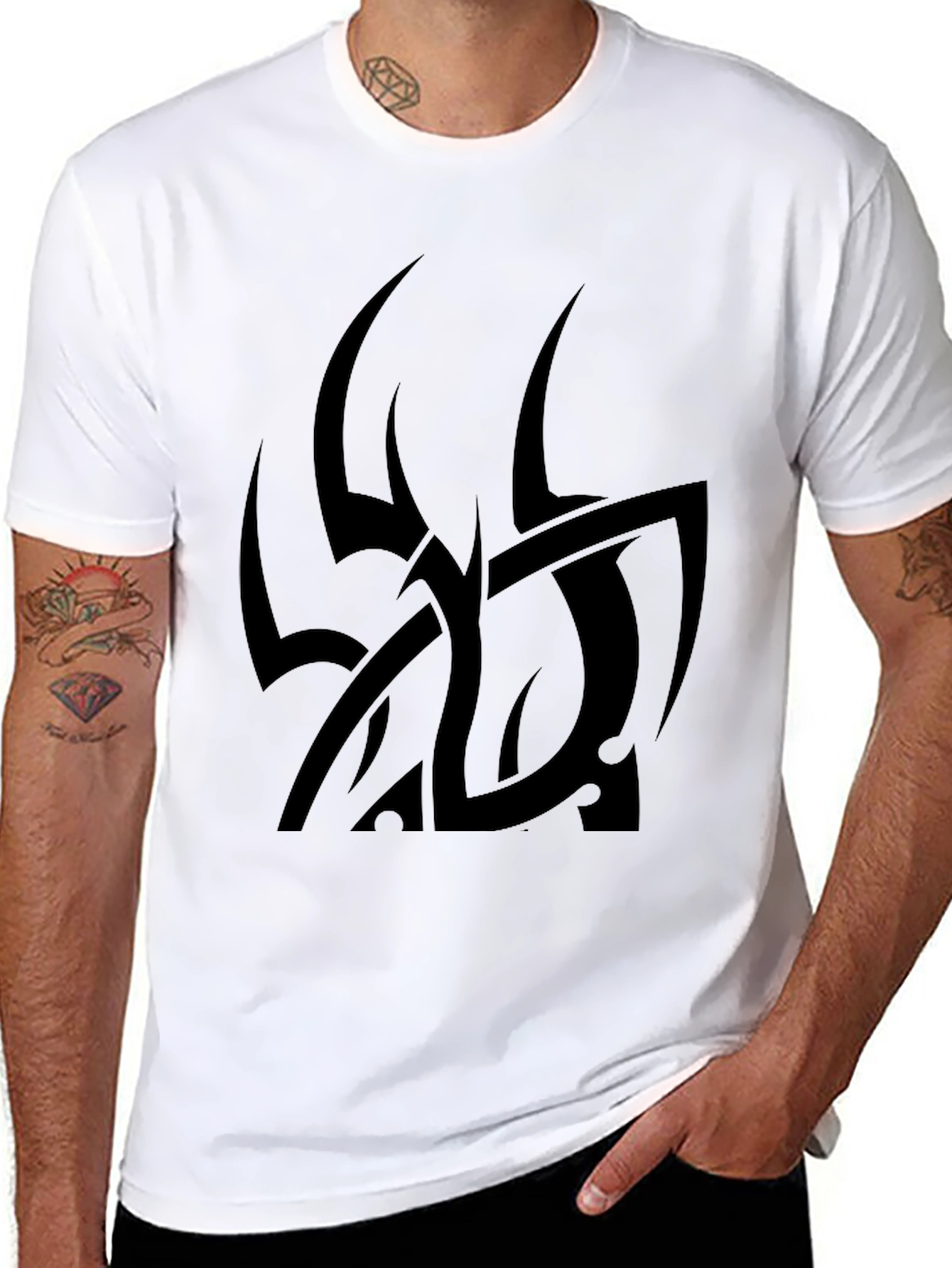 Tribal Graphic Black T-Shirt - Modern Casual Wear