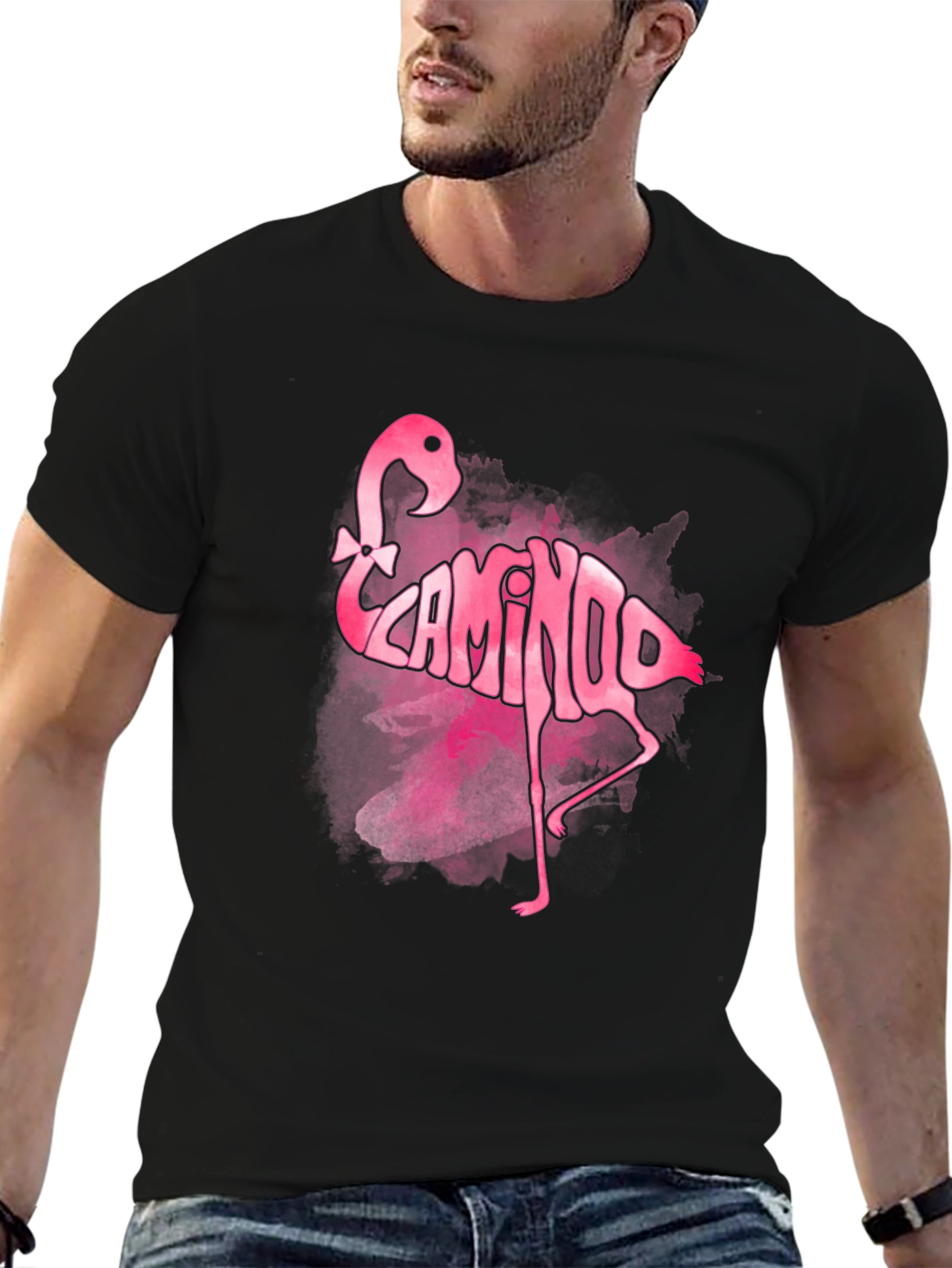 Pink Flamingo Word Art Graphic Tee