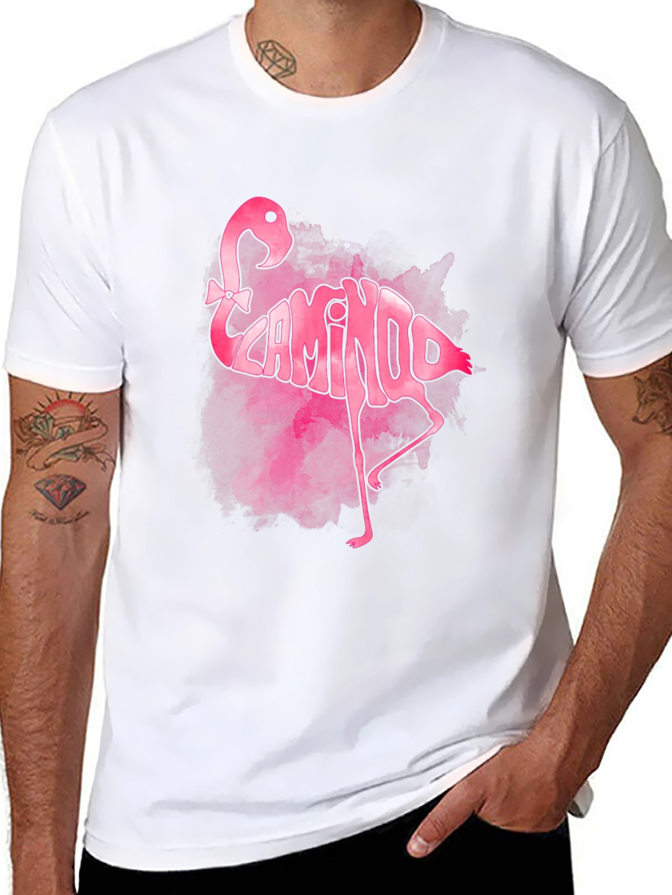 Pink Flamingo Word Art Graphic Tee