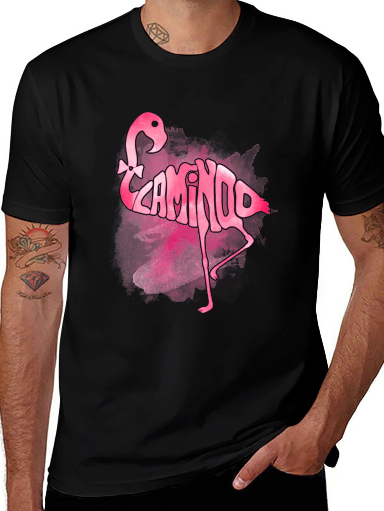 Pink Flamingo Word Art Graphic Tee